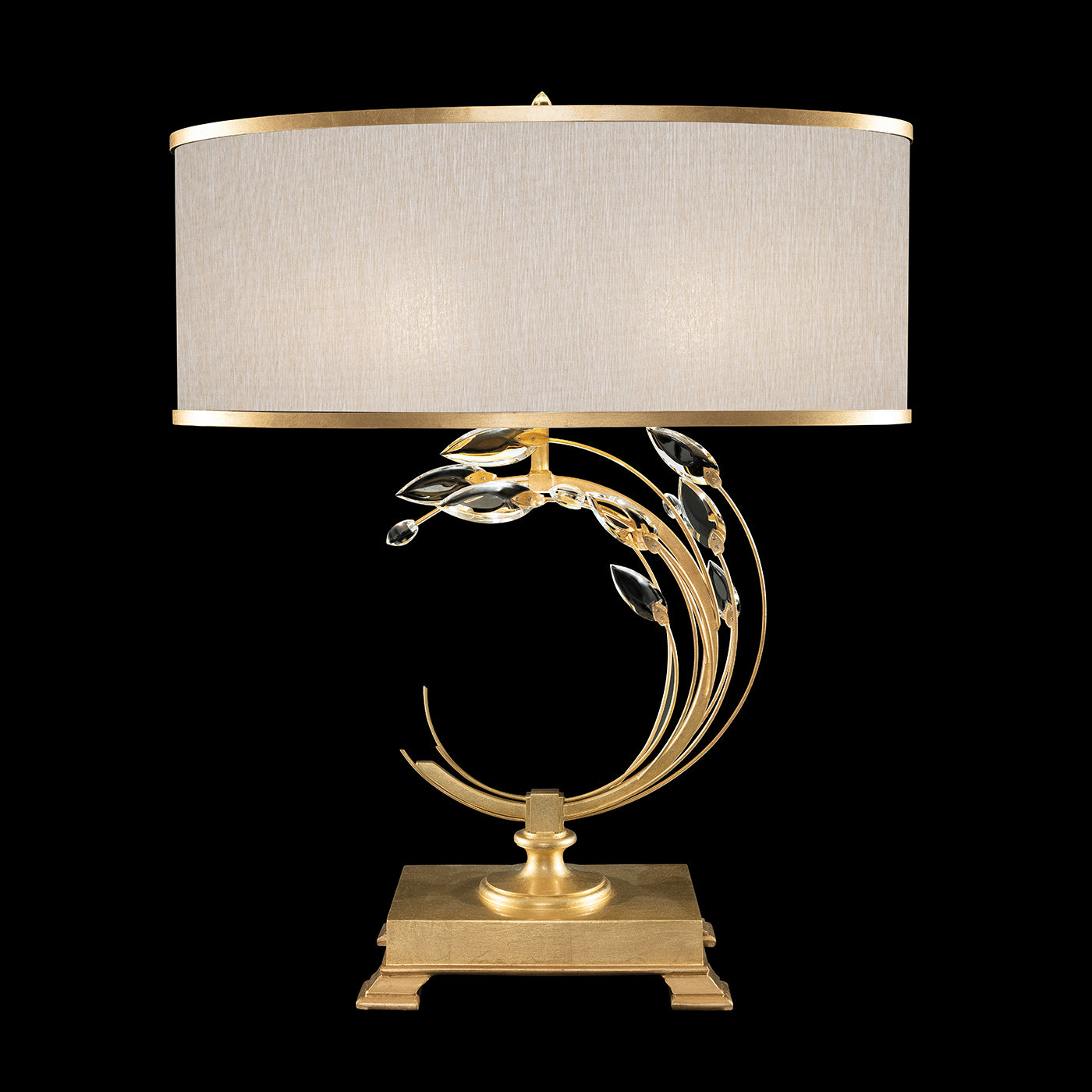 Fine Art Crystal Laurel 31" Table Lamp Table Lamps Fine Art Handcrafted Lighting Gold Leaf with Beige Shade Left 