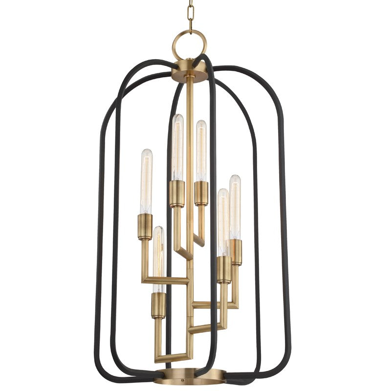 ANGLER - 6 LIGHT CHANDELIER Lantern Hudson Valley Lighting Aged Brass  