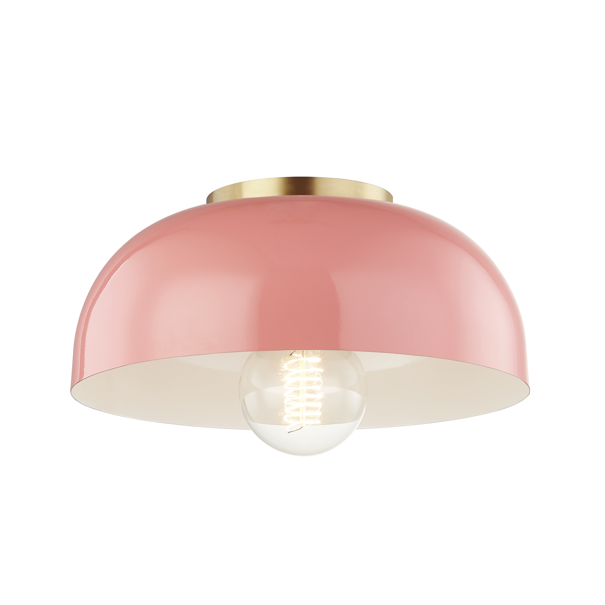 Hudson Valley Lighting Avery 1 Light Small Semi-Flush Mount H199501S Ceiling Flush Mounts Mitzi Aged Brass/Pink  