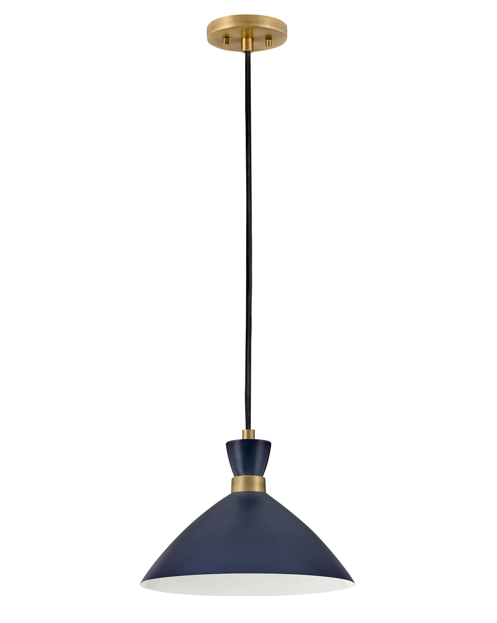 Lark SIMON Single Light Pendant L83257 Mini Pendant Lark Matte Navy with Heritage Brass accents  