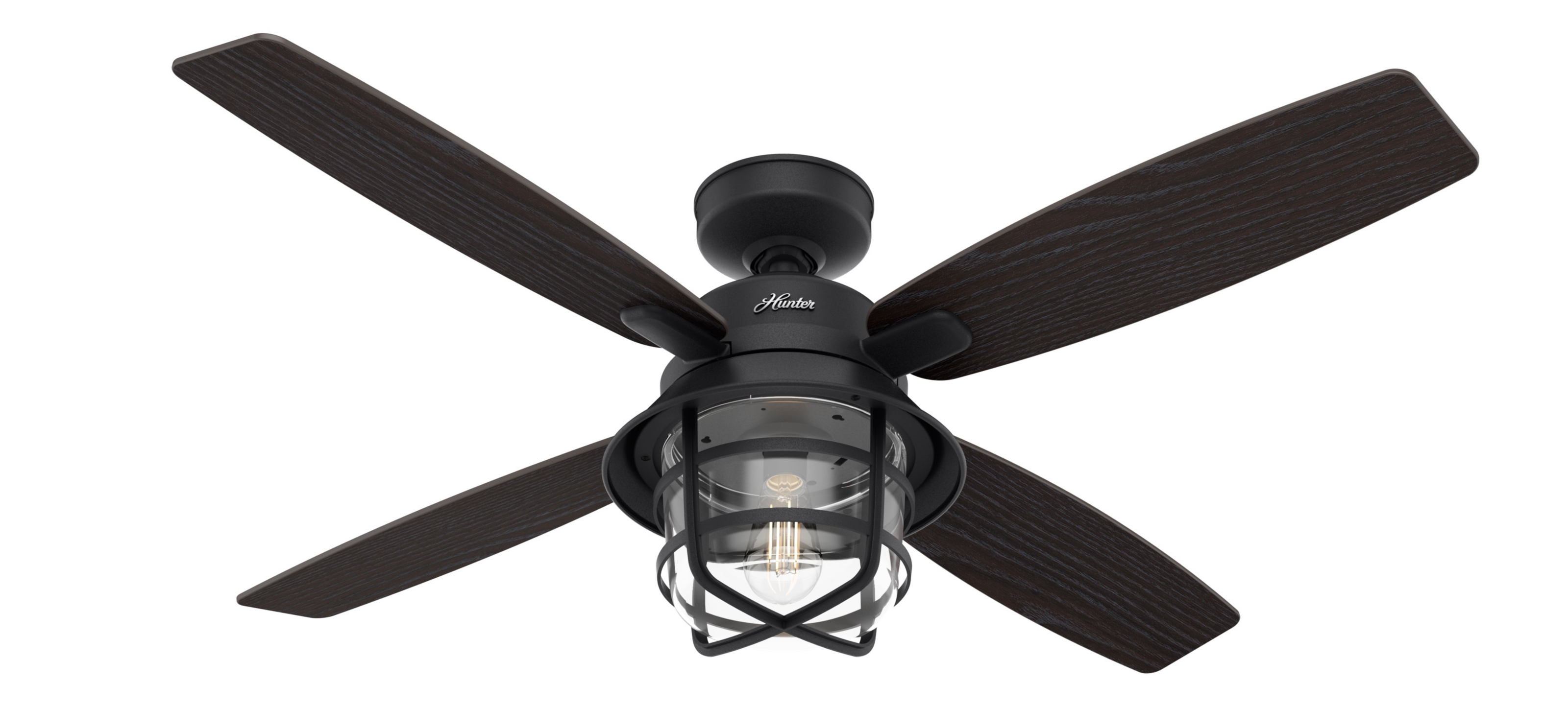 Hunter 52 inch Port Royale Damp Rated Ceiling Fan with LED Light Kit and Handheld Remote Indoor Ceiling Fans Hunter   