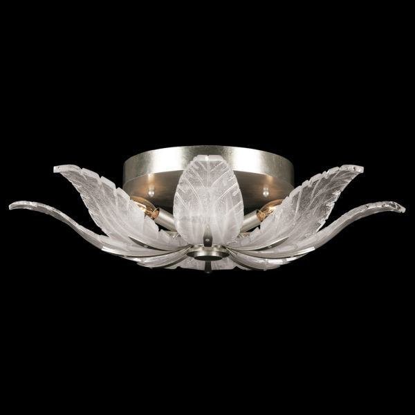 Fine Art Lamps Plume 28" Round Flush Mount Ceiling Flush Mounts Fine Art Handcrafted Lighting Silver White Feathers 