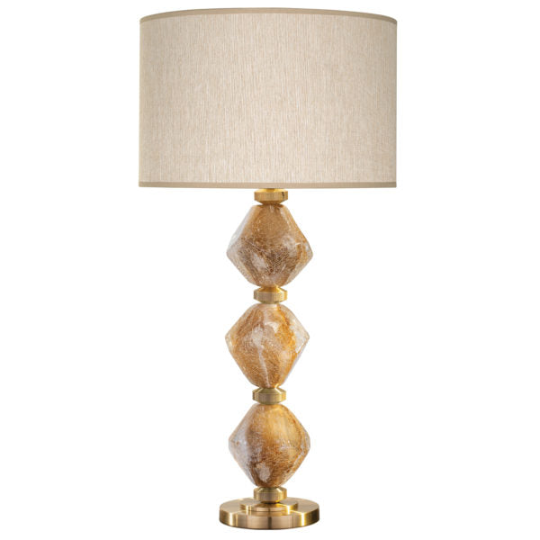 Fine Art Lamps SoBe 30.5" Table Lamp Table Lamps Fine Art Handcrafted Lighting Amber Agate with Beige fabric shade  