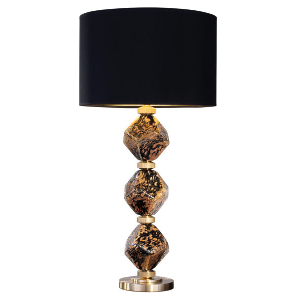 Fine Art Lamps SoBe 30.5" Table Lamp Table Lamps Fine Art Handcrafted Lighting Ebony Black and Gold Aventurine veiling with Black fabric shade  