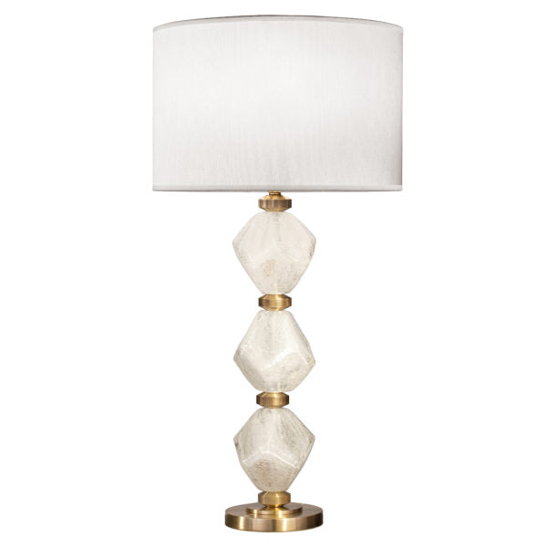 Fine Art Lamps SoBe 30.5" Table Lamp Table Lamps Fine Art Handcrafted Lighting Clear Quartz with White fabric shade  