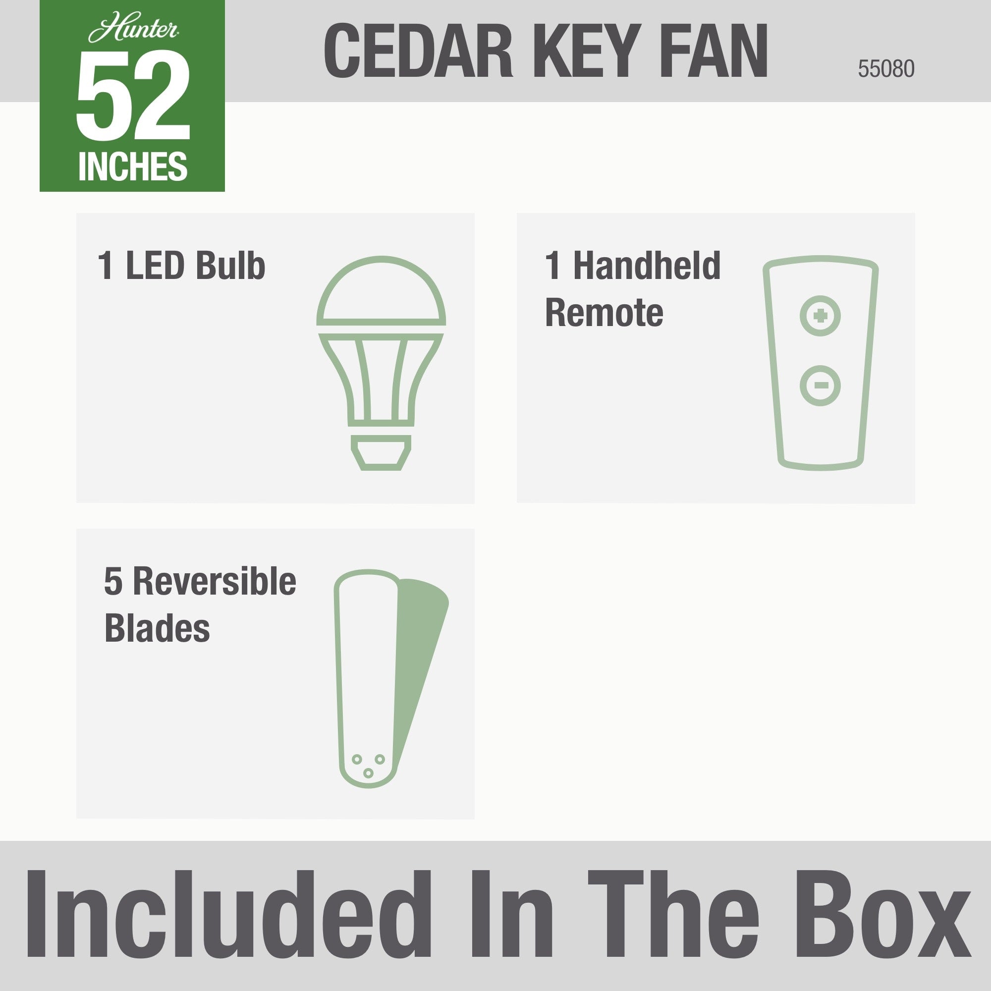 Hunter 52 inch Cedar Key Low Profile Damp Rated Ceiling Fan with LED Light Kit and Handheld Remote Indoor Ceiling Fans Hunter   