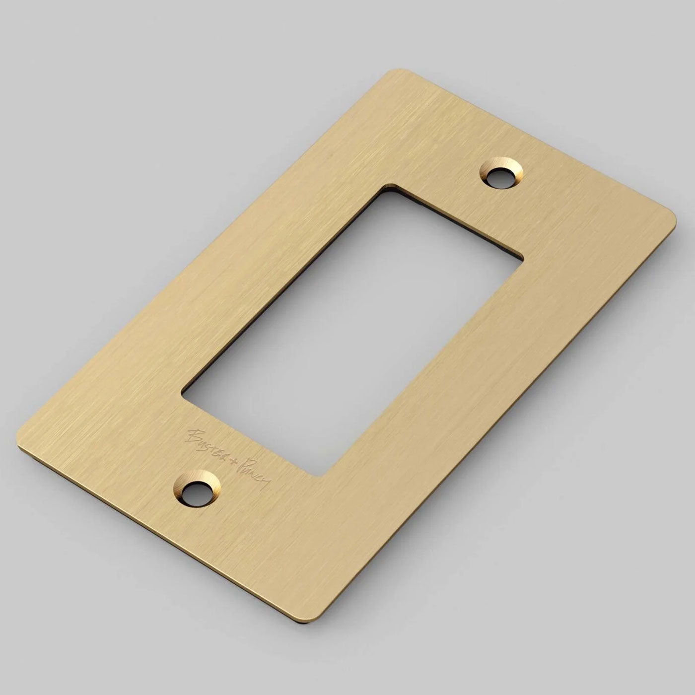 Buster + Punch Wall Plates | With Logo Wall Plates Buster + Punch Brass 1 Gang 