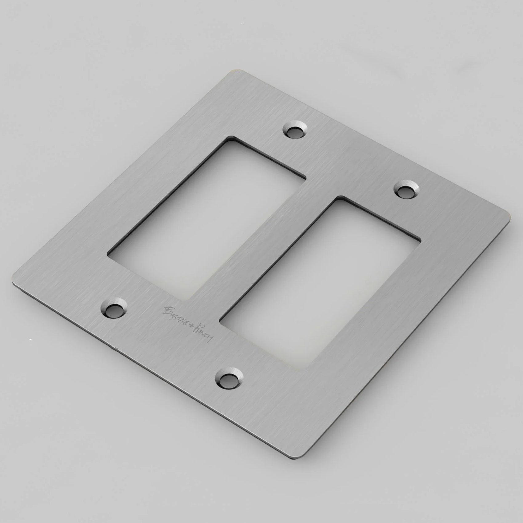 Buster + Punch Wall Plates | With Logo Wall Plates Buster + Punch Steel 2 Gang 