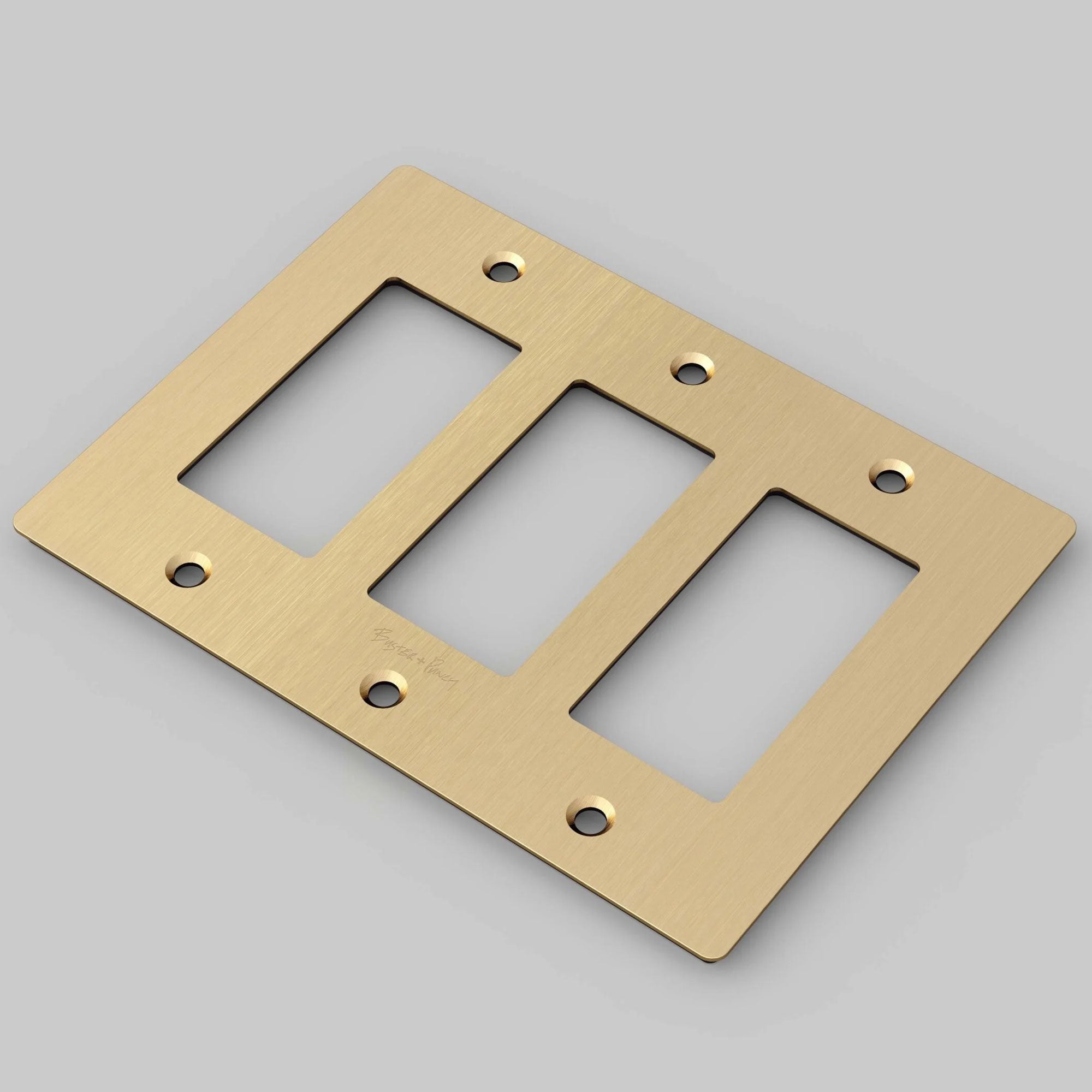 Buster + Punch Wall Plates | With Logo Wall Plates Buster + Punch Brass 3 Gang 