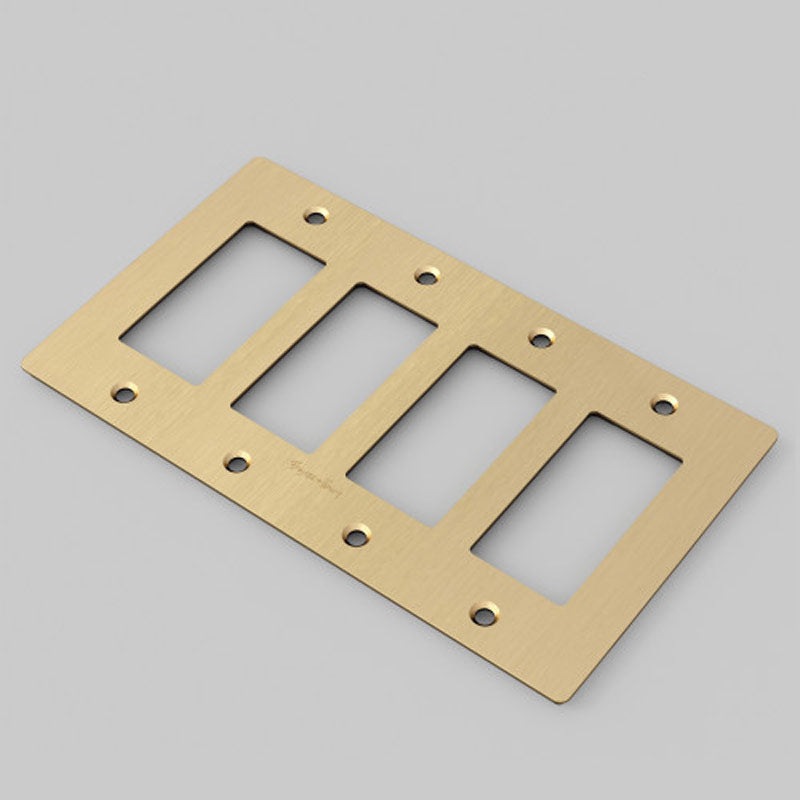 Buster + Punch Wall Plates | With Logo Wall Plates Buster + Punch Brass 4 Gang 