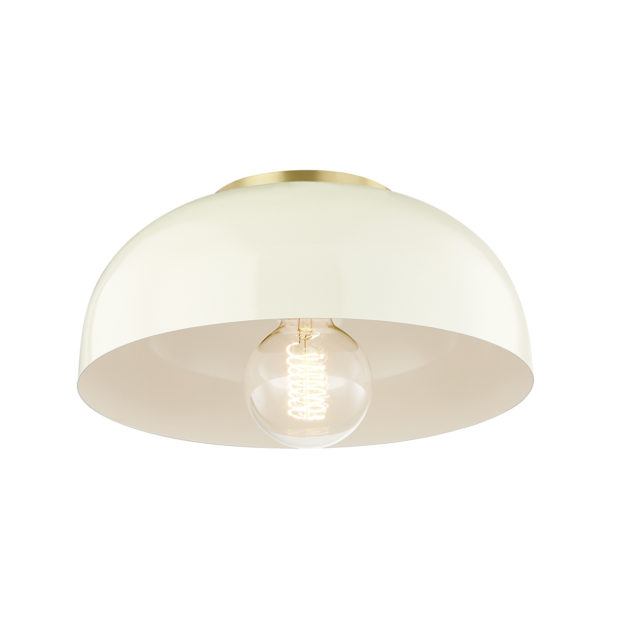 Hudson Valley Lighting Avery 1 Light Small Semi-Flush Mount H199501S Flush Mount Ceiling Light Mitzi Aged Brass/Cream  