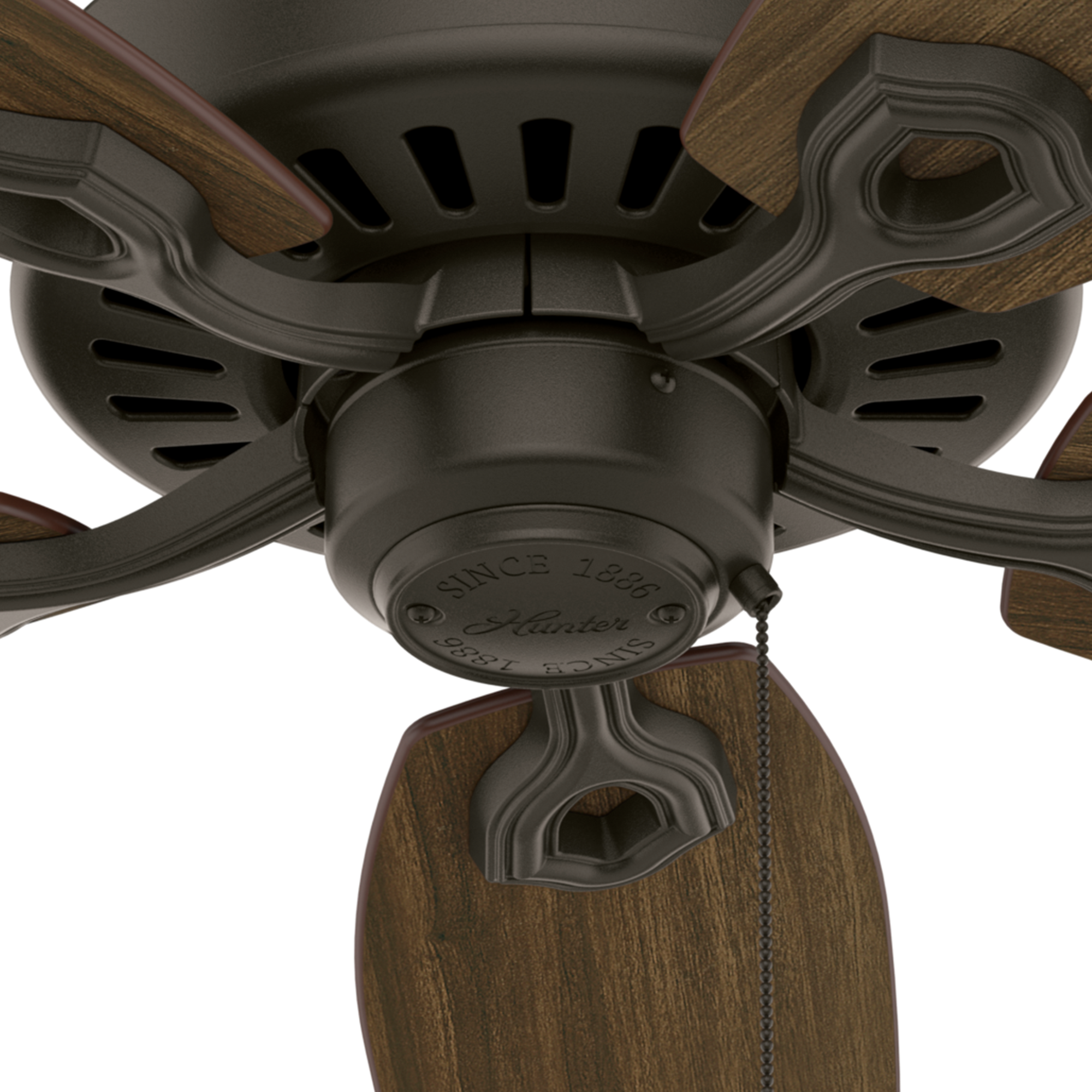 Hunter 52 inch Builder Ceiling Fan and Pull Chain Indoor Ceiling Fans Hunter New Bronze Brazilian Cherry / Harvest Mahogany 