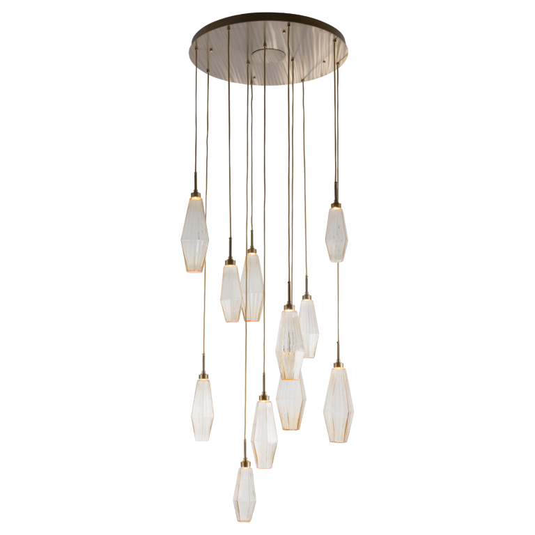 Hammerton Aalto Round Multi-Port-11 Pendants Hammerton Studio Metallic Beige Silver Optic Rib Blown Glass - Amber 2700