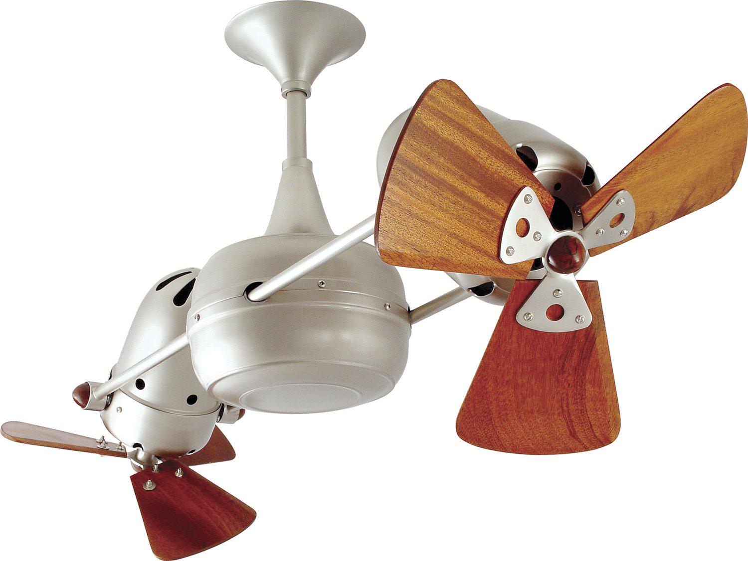 Matthews Fan Company Duplo Dinamico Rotational Fan DD Indoor Ceiling Fans Matthews Fan Company Brushed Nickel Mahogany Interior