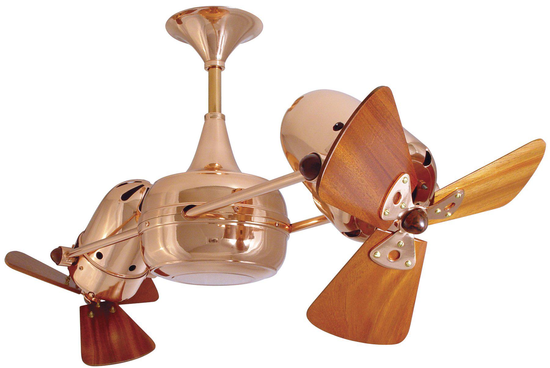 Matthews Fan Company Duplo Dinamico Rotational Fan DD Indoor Ceiling Fans Matthews Fan Company Polished Copper Mahogany Exterior/Interior