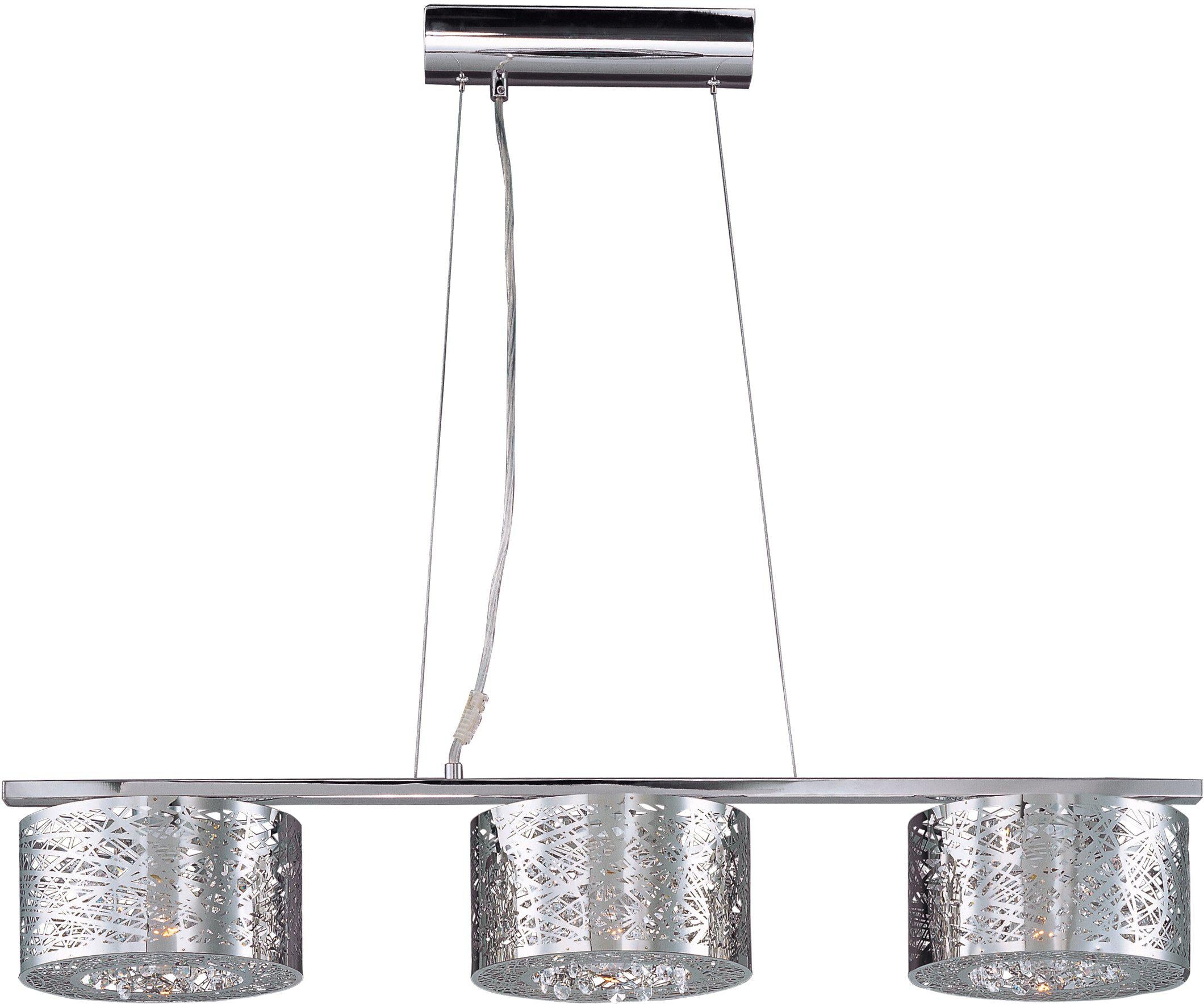 ET2 Inca 3 Light Pendant W/LED Bulb E21304 Linear Suspension Light ET2 Polished Chrome  