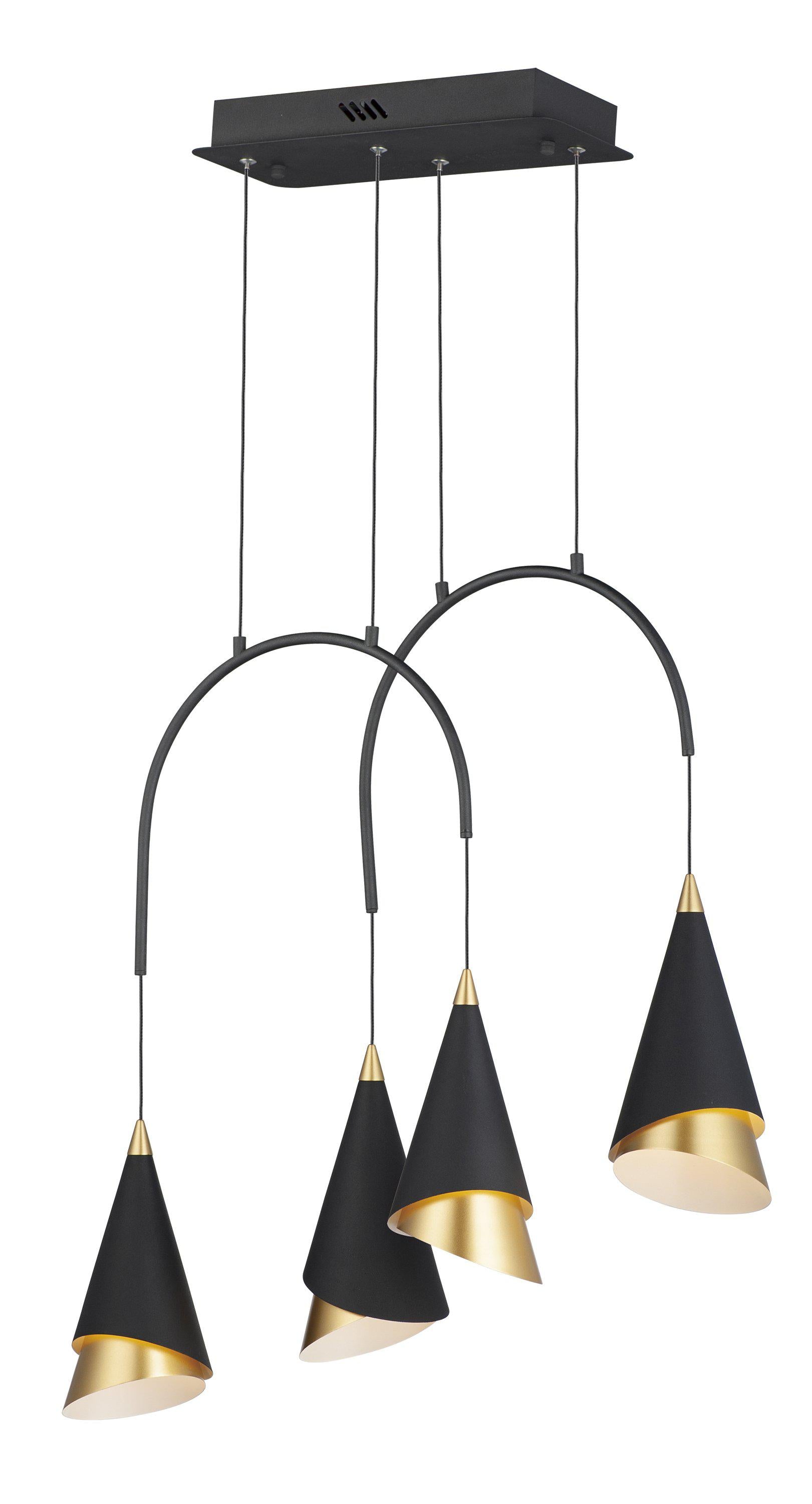 ET2 Mermaid 4 Light LED Pendant E21444 Linear Chandeliers ET2 Black / Metallic Gold  