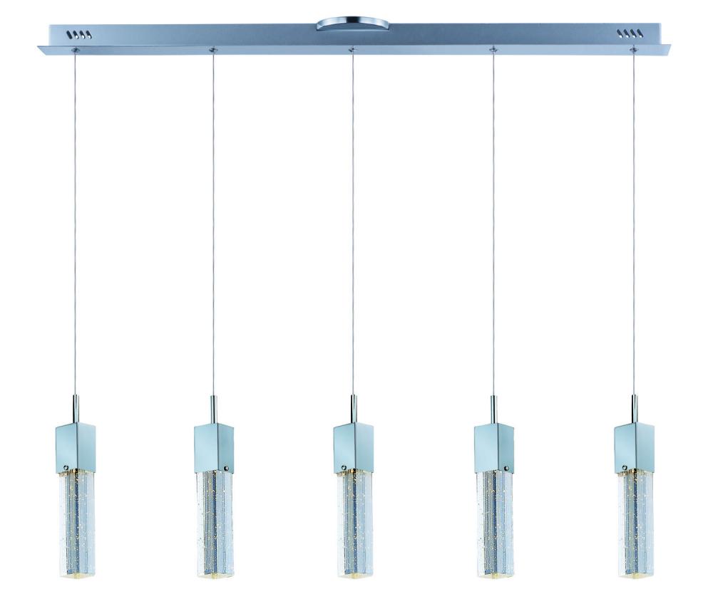 ET2 Fizz III 5 Light LED Pendant E22764 Linear Suspension Light ET2 Chrome  