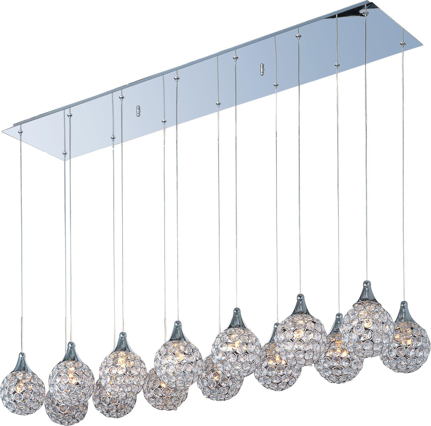 ET2 Brilliant 14 Light Pendant E24029 Linear Suspension Light ET2 Polished Chrome  