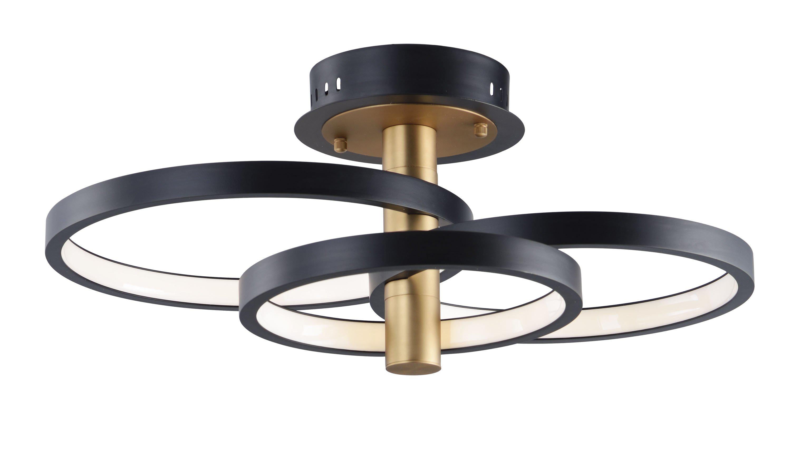 ET2 Hoopla 3 Light LED Semi Flush Mount E24323 Ceiling Semi-Flush Mount ET2 Black / Gold  