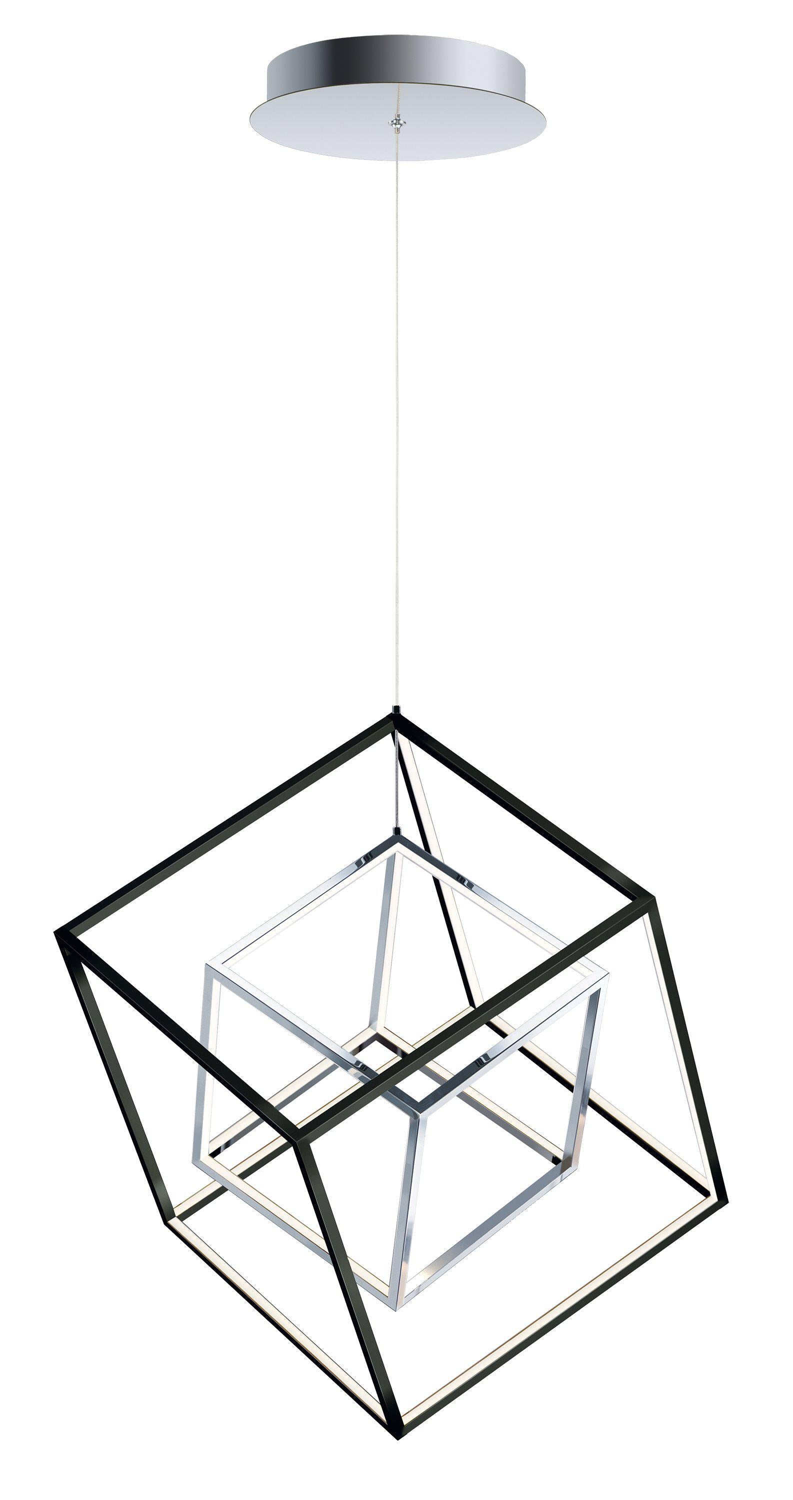 ET2 4 Square 2 Light LED Pendant E30584 Mini Chandelier ET2 Black / Polished Chrome  