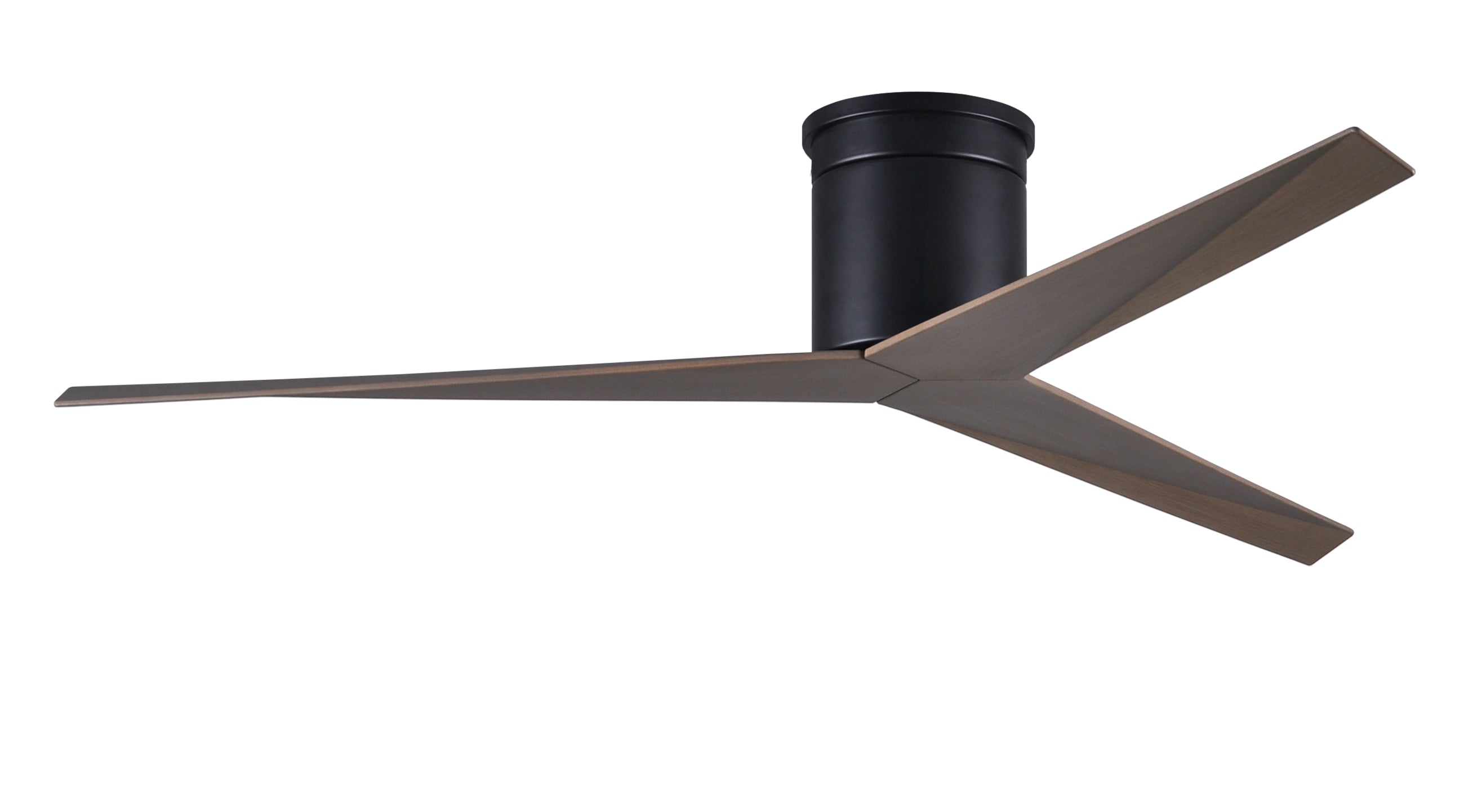 Matthews Fan Company Eliza-H Three Blade Flush Mount EKH Ceiling Hugger Fans Matthews Fan Company Matte Black Gray Ash 