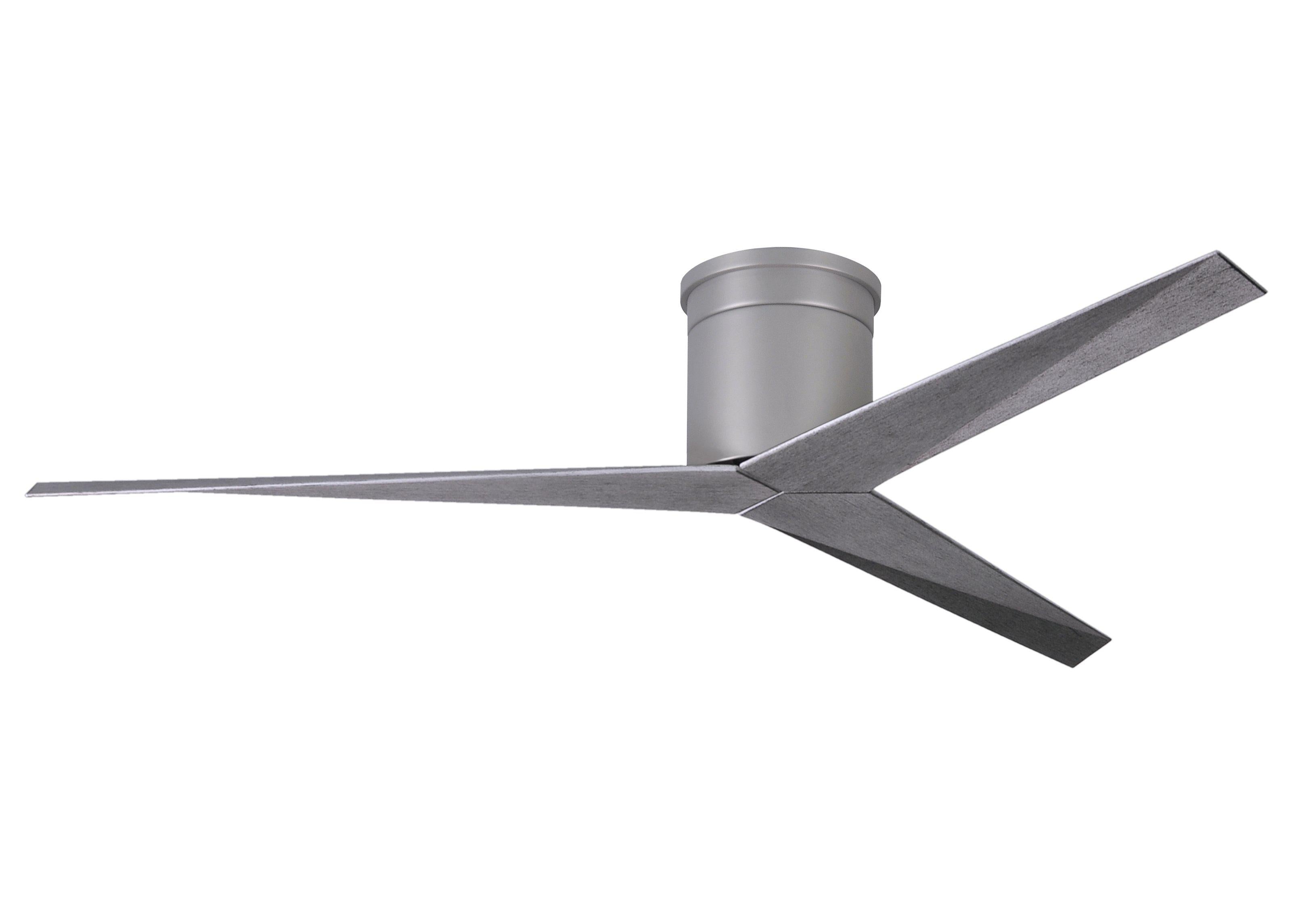 Matthews Fan Company Eliza-H Three Blade Flush Mount EKH Ceiling Hugger Fans Matthews Fan Company Brushed Nickel Barn Wood Tone 