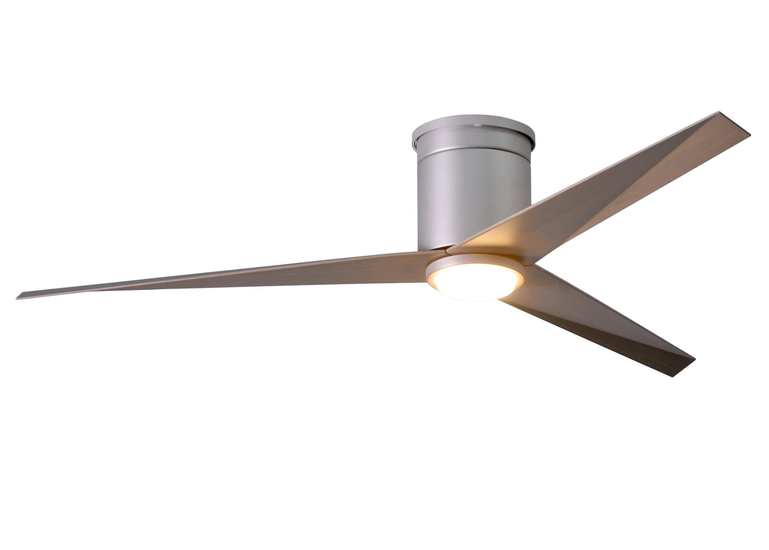 Matthews Fan Company Eliza-HLK Three Blade Flush Mount with Light Kit EKHLK Indoor Ceiling Fans Matthews Fan Company Brushed Nickel Gray Ash Tone 