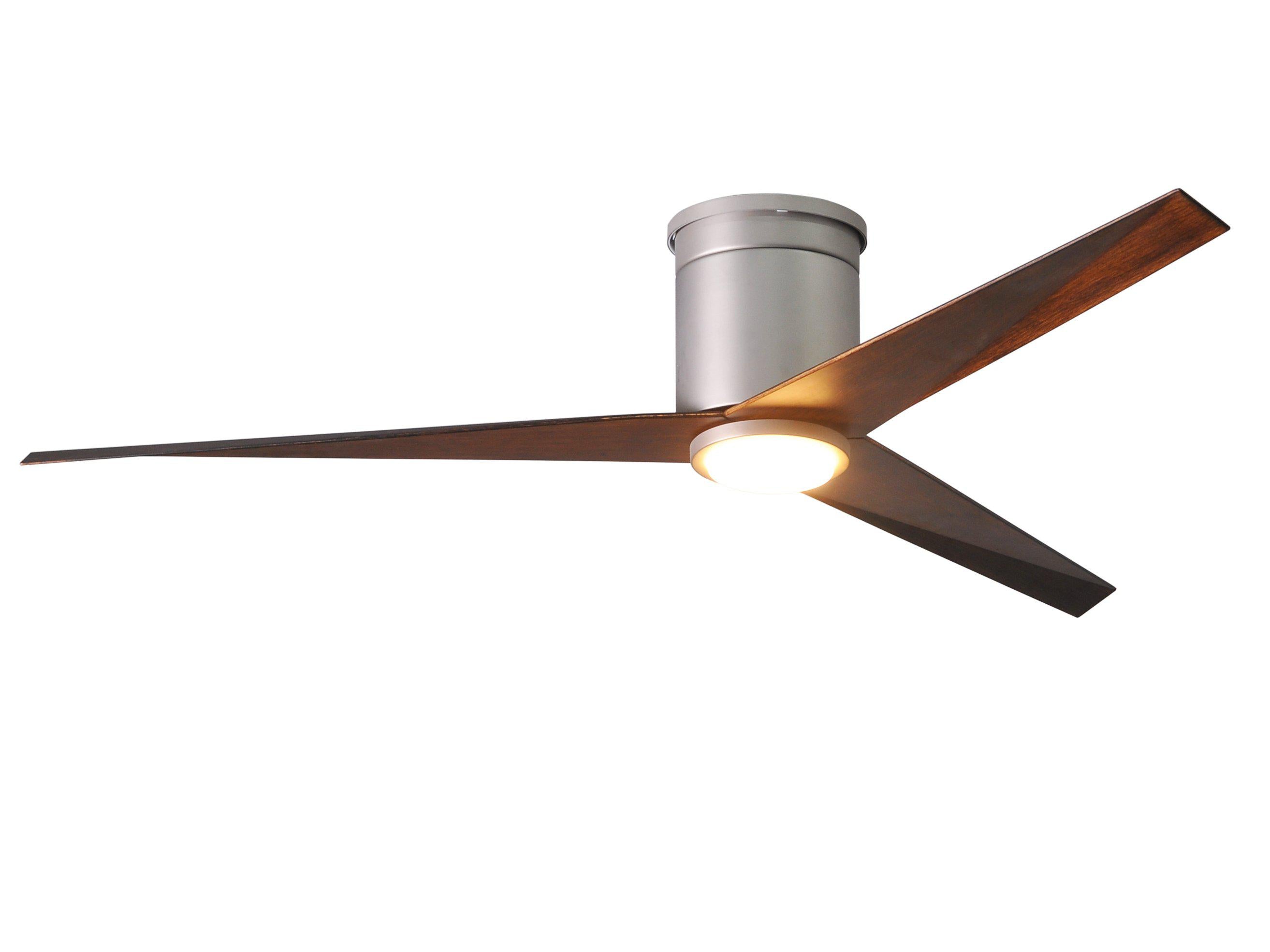 Matthews Fan Company Eliza-HLK Three Blade Flush Mount with Light Kit EKHLK Indoor Ceiling Fans Matthews Fan Company Brushed Nickel Walnut Tone 