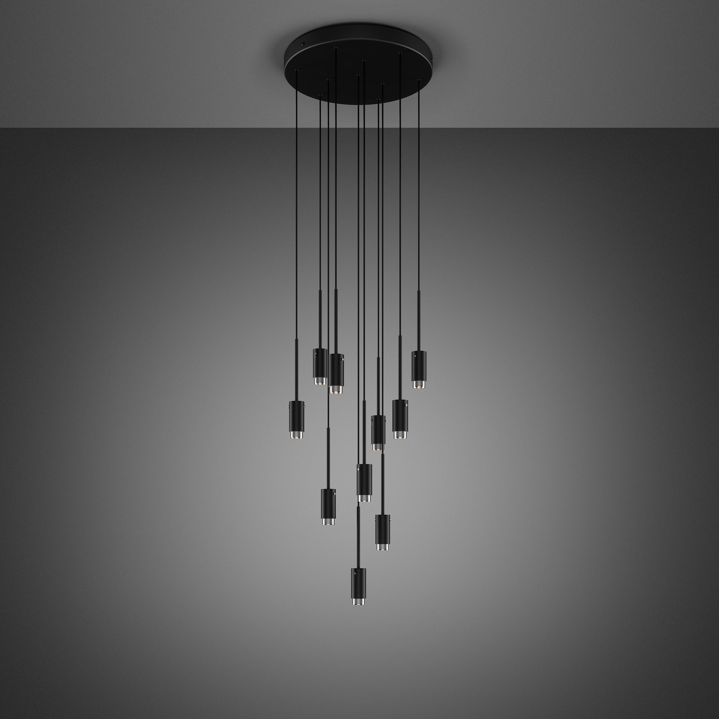 Buster + Punch Exhaust Chandelier Chandeliers Buster + Punch Graphite & Steel 10 PENDANTS / SURFACE Cascade