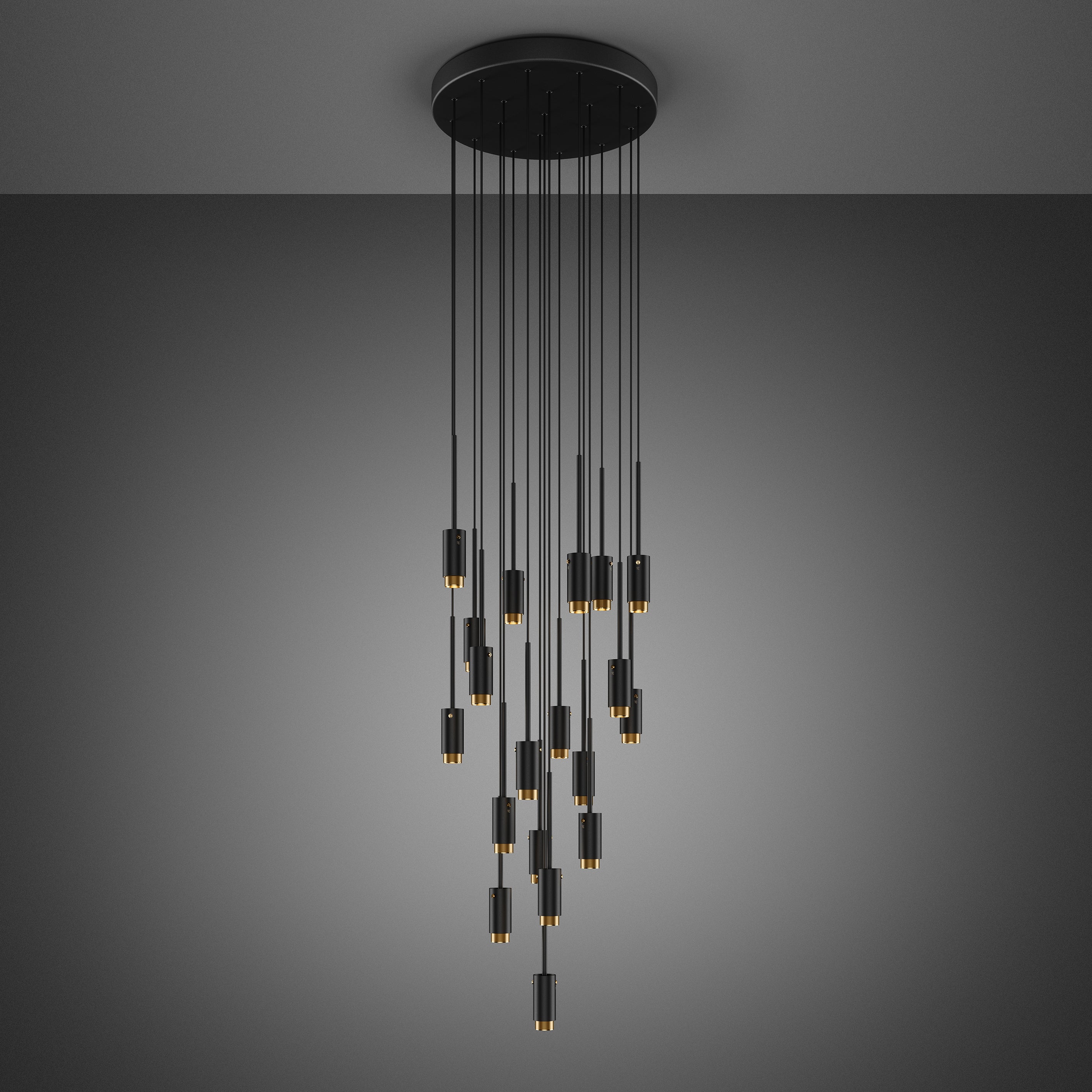 Buster + Punch Exhaust Chandelier Chandeliers Buster + Punch Graphite & Brass 19 PENDANTS / SURFACE Cascade