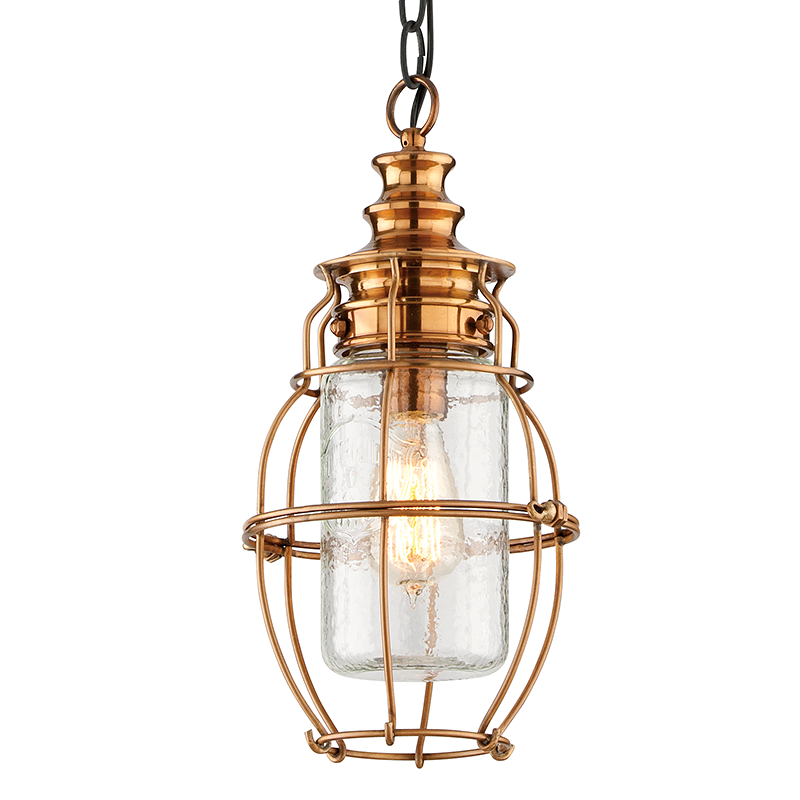 Troy Lighting LITTLE HARBOR 1LT HANGING LANTERN MEDIUM F3578 Outdoor Light Fixture l Hanging Troy Lighting AGED BRASS  