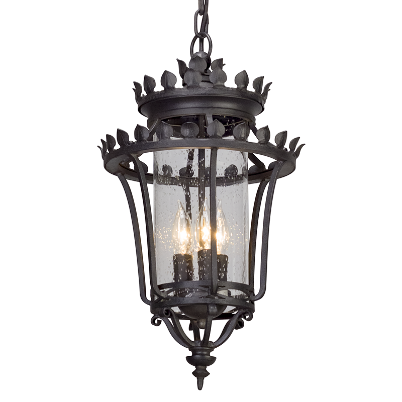 Troy Lighting GREYSTONE 3LT HANGER LANTERN MEDIUM F5137 Outdoor Wall Lights Troy Lighting FORGED IRON  