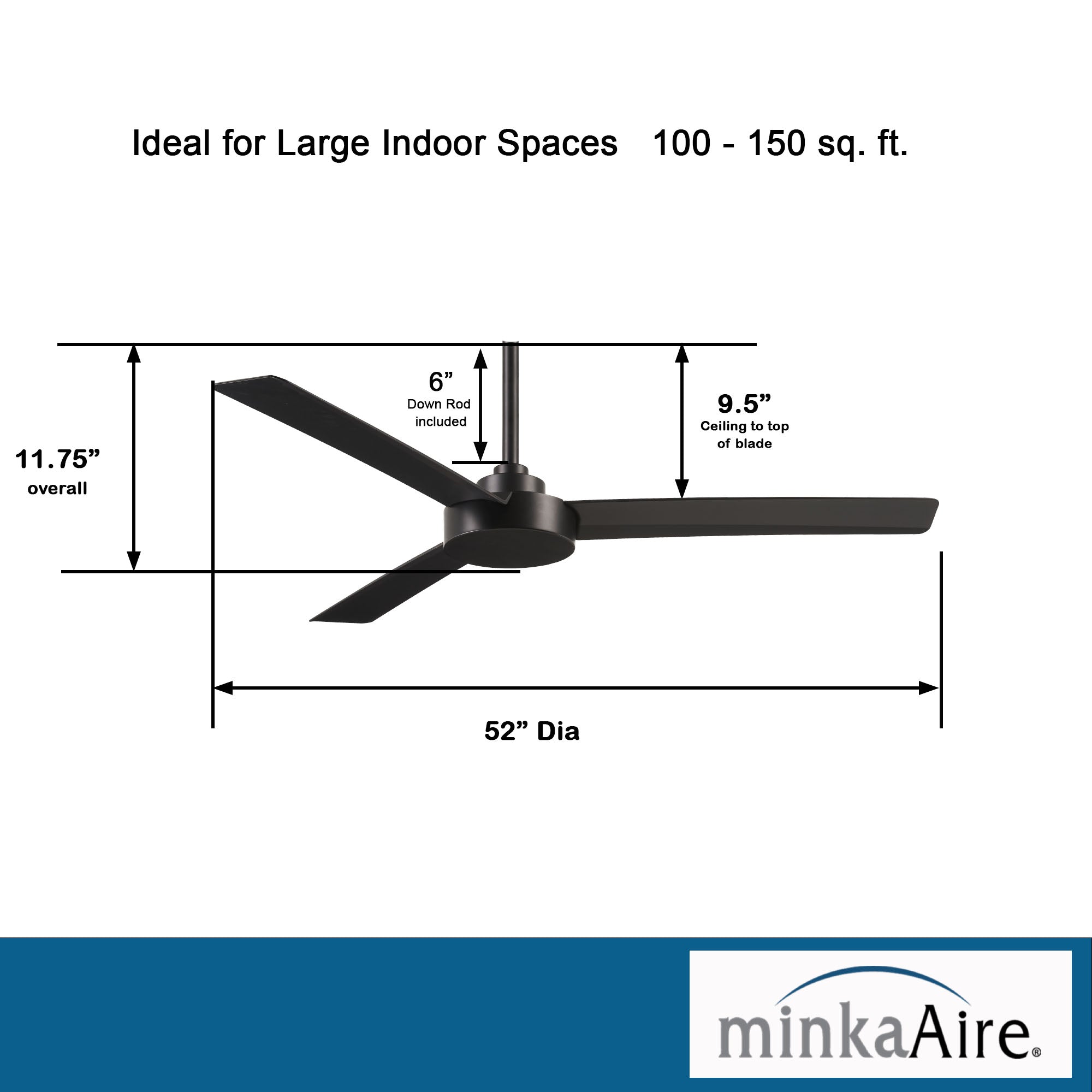 Minka Aire Roto 52" Three Blade Ceiling Fan F524 Indoor Ceiling Fans Minka-Aire   