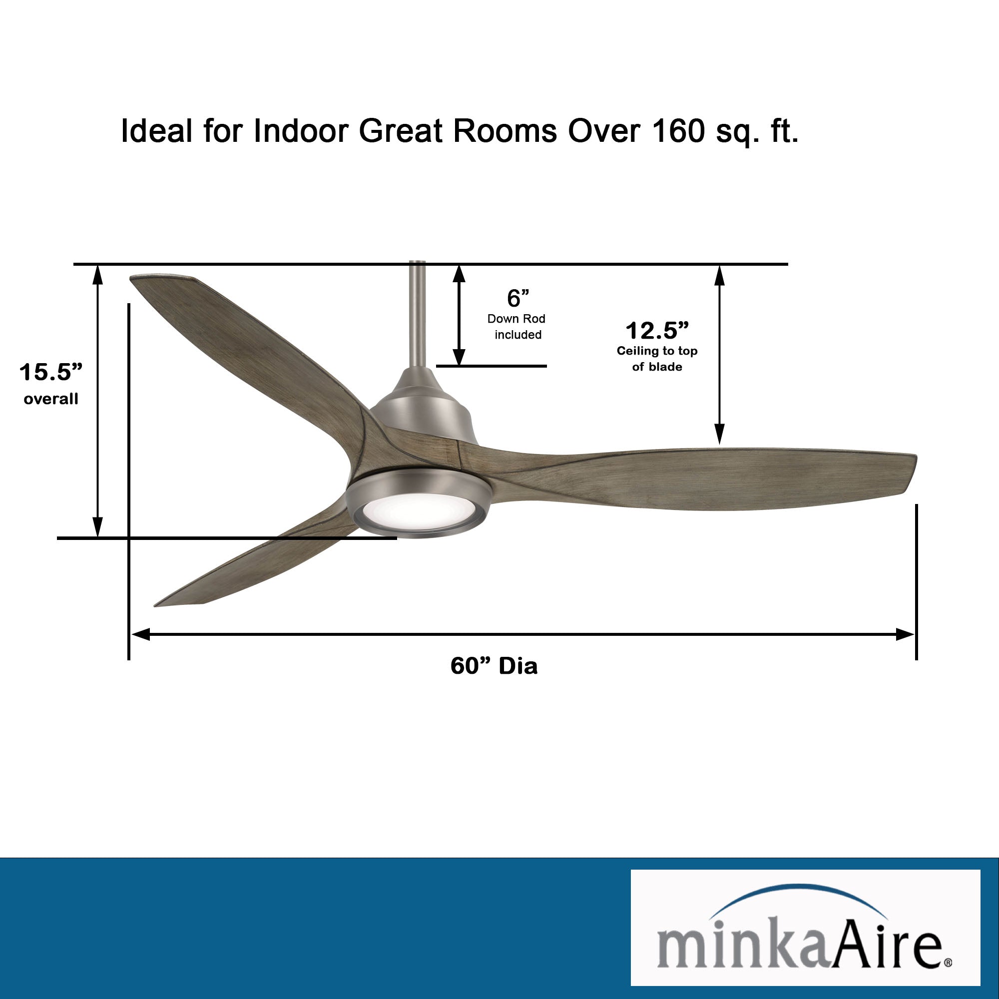 Minka Aire Skyhawk 60" Ceiling Fan with LED Light Kit F749L Indoor Ceiling Fans Minka-Aire   