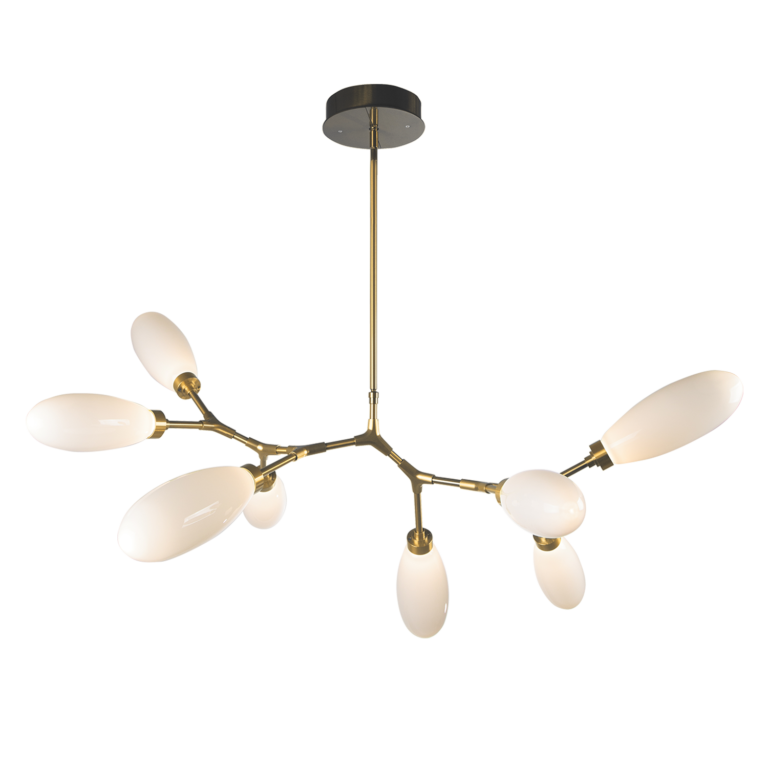 Hammerton Fiori Modern Branch 8 Pc. Pendant Hammerton Studio Metallic Beige Silver White Glass Lens 3000