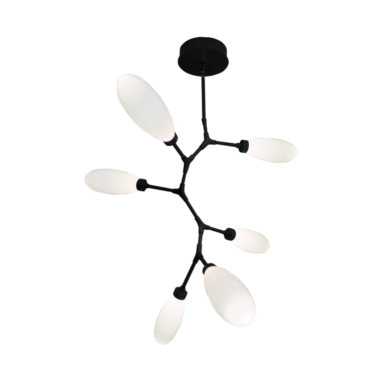 Hammerton Fiori Modern Vine 6 Pc. Pendant Hammerton Studio Metallic Beige Silver White Glass Lens 3000