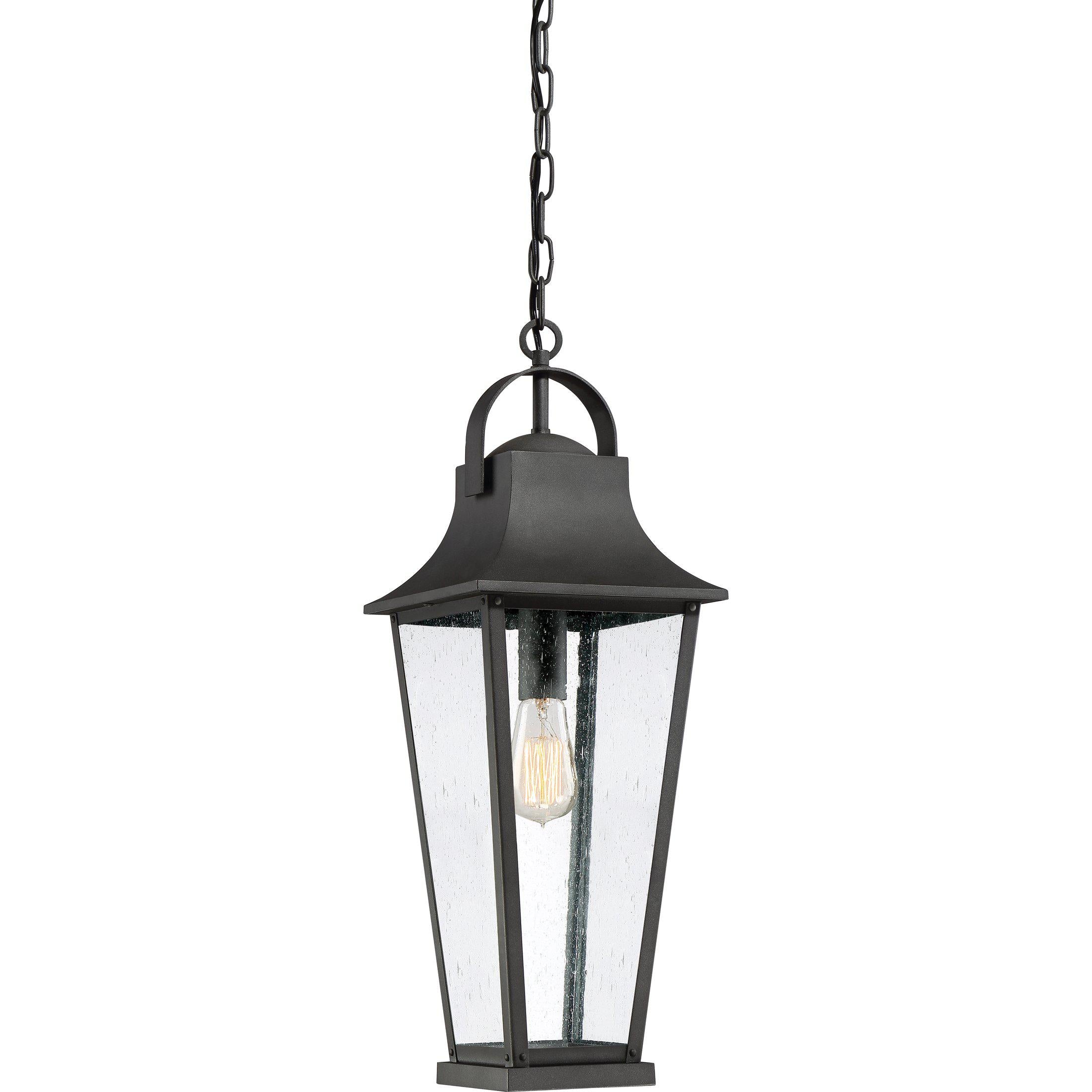 Quoizel  Galveston Outdoor Lantern, Hanging Outdoor Hanging Lights Quoizel Mottled Black  