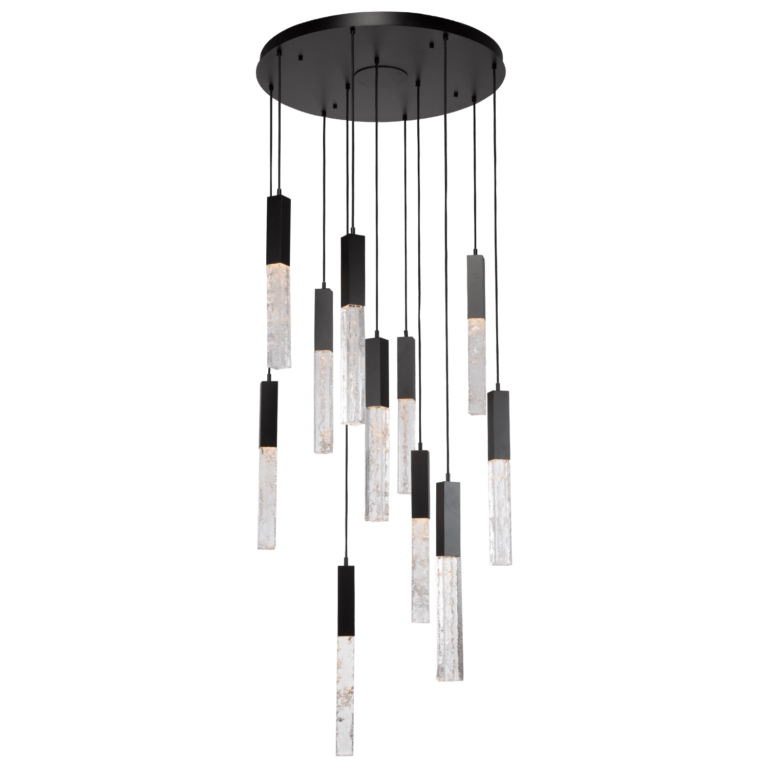 Hammerton Axis Multi-Port - 11 Pendant Hammerton Studio Metallic Beige Silver Clear Textured Cast Glass 2700