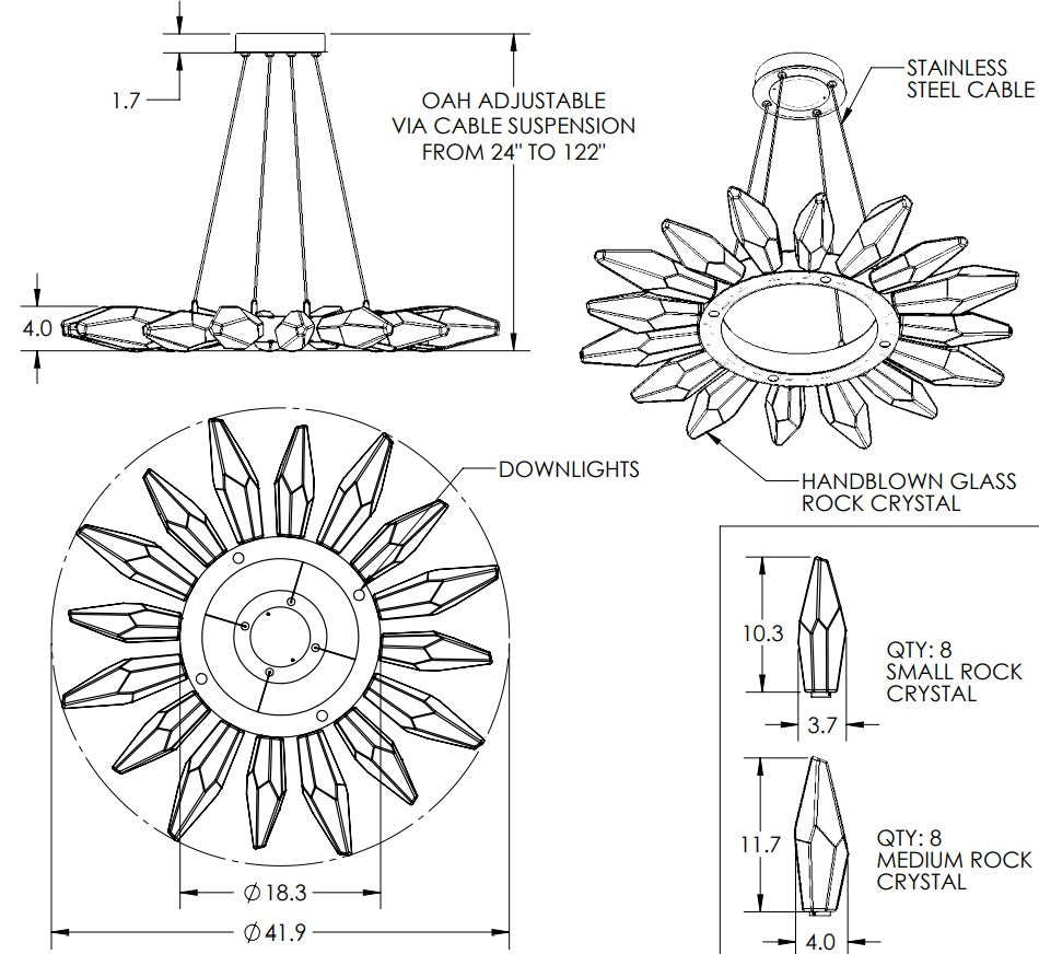 Hammerton Rock Crystal Radial Ring - 42 Chandeliers Hammerton Studio   