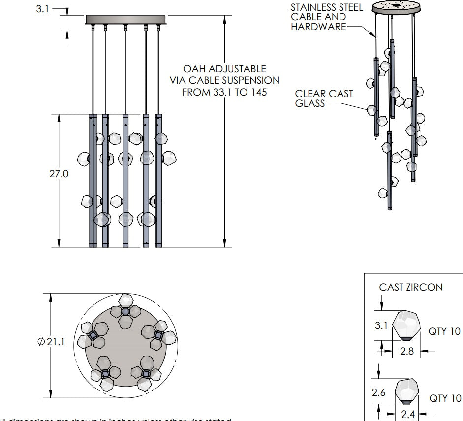 Hammerton Stella Ring Chandelier 42" Chandeliers Hammerton Studio   