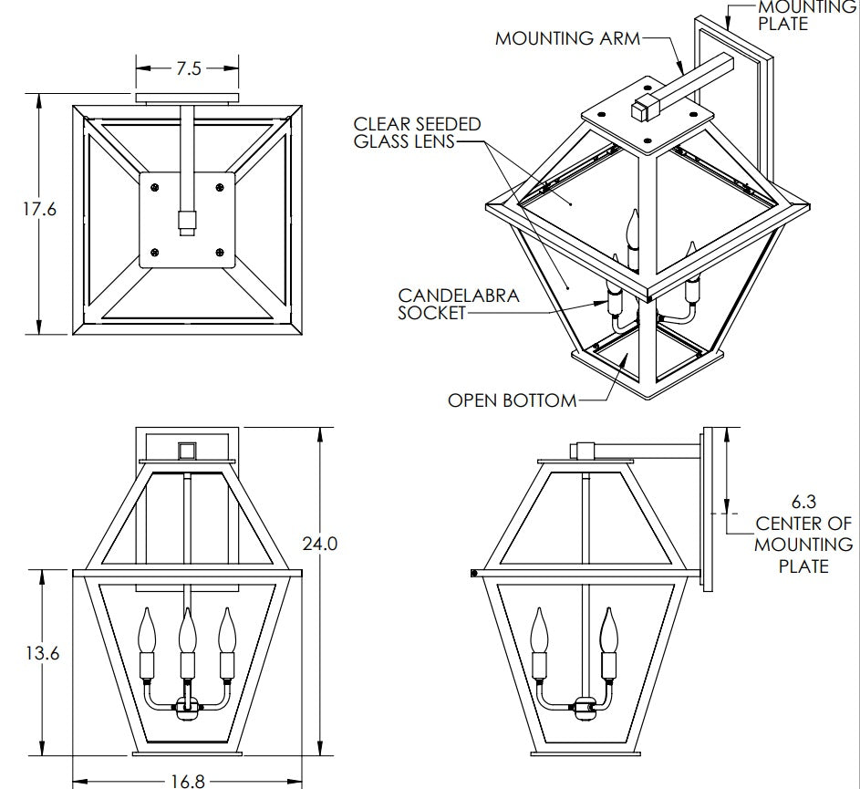 Hammerton Terrace Candleabra Lantern Outdoor Wall Lights Hammerton Studio   