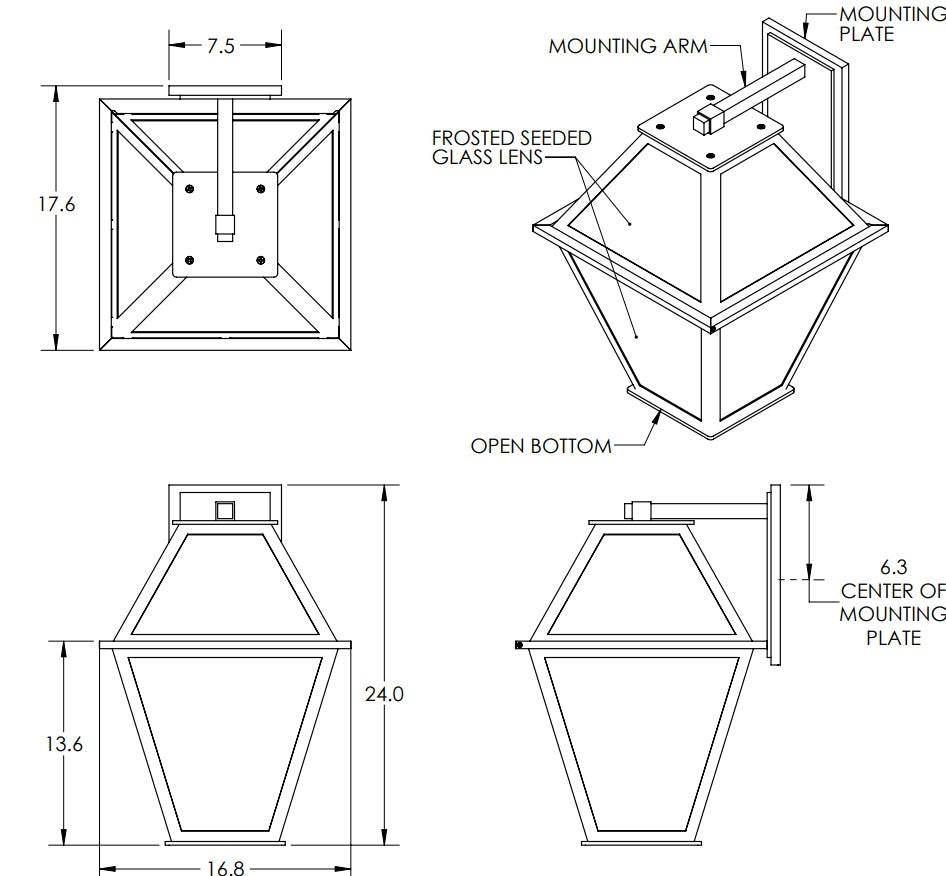 Hammerton Terrace Frosted Lantern Outdoor Wall Lights Hammerton Studio   