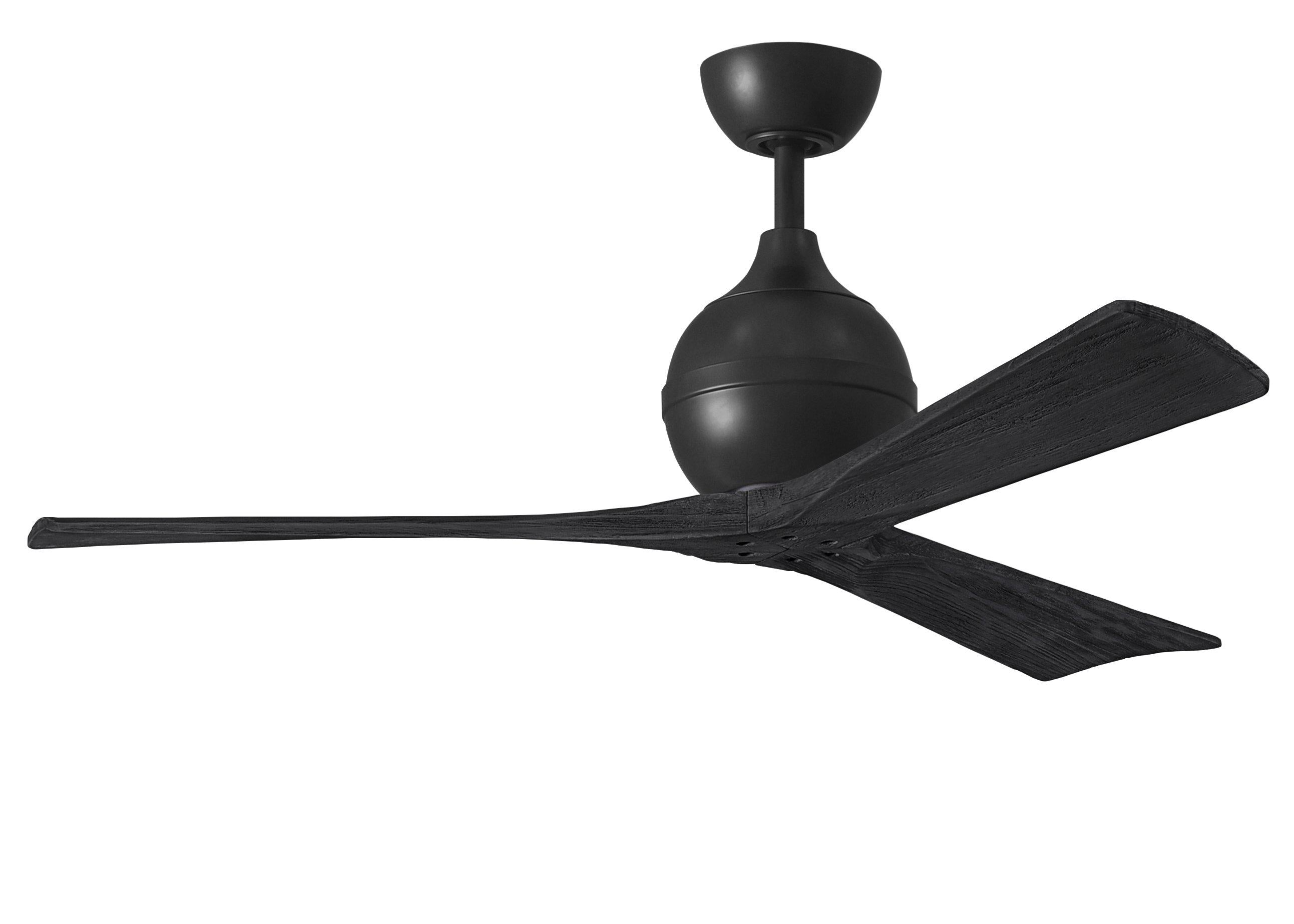 Matthews Fan Company Irene-3 Three Blade IR3 Indoor Ceiling Fans Matthews Fan Company Matte Black Matte Black 52"