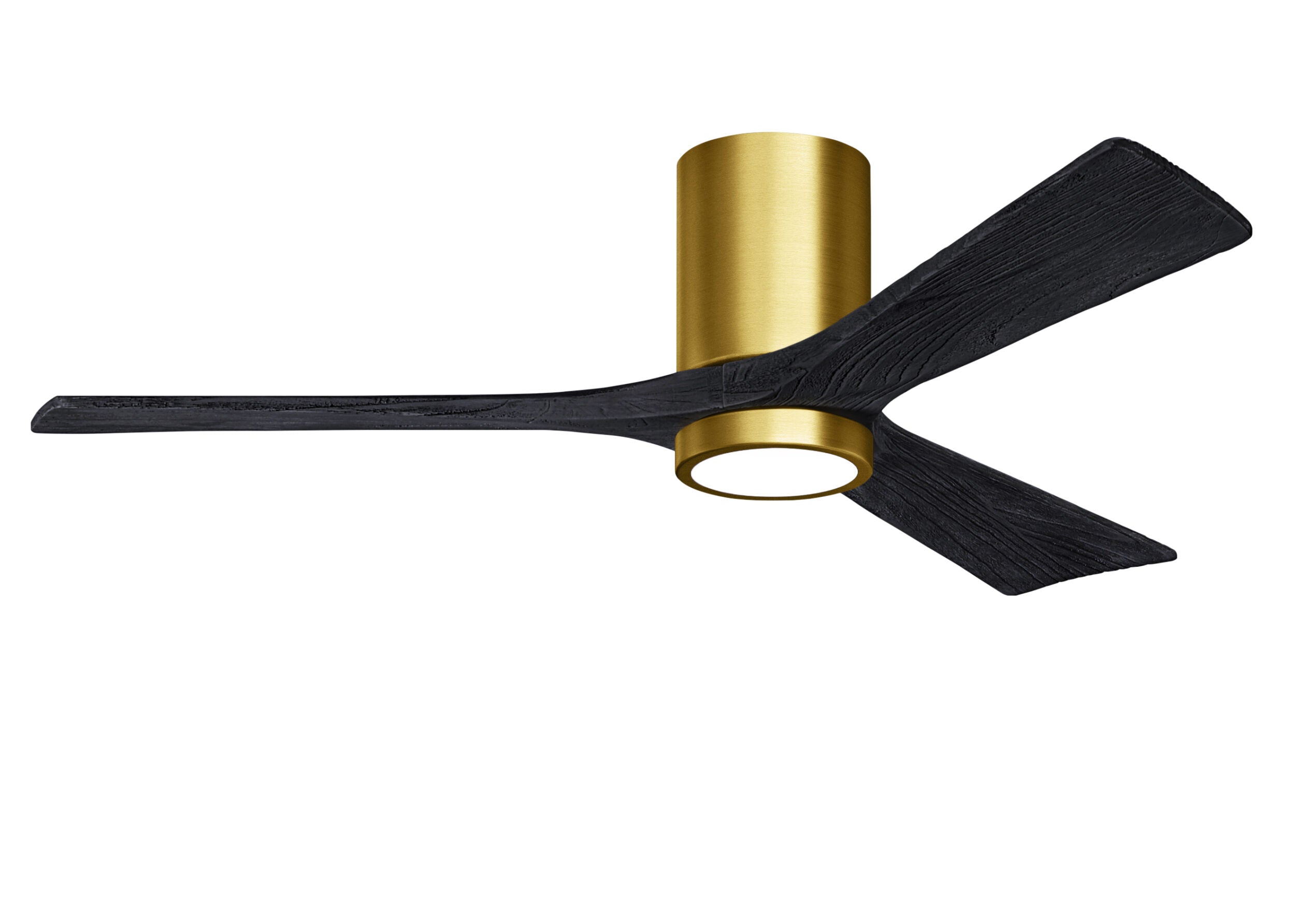 Matthews Fan Company Irene-3HLK 52" Flush Mounted Ceiling Fan with LED Light Kit Ceiling Hugger Fans Matthews Fan Company 52" Brushed Brass Matte Black