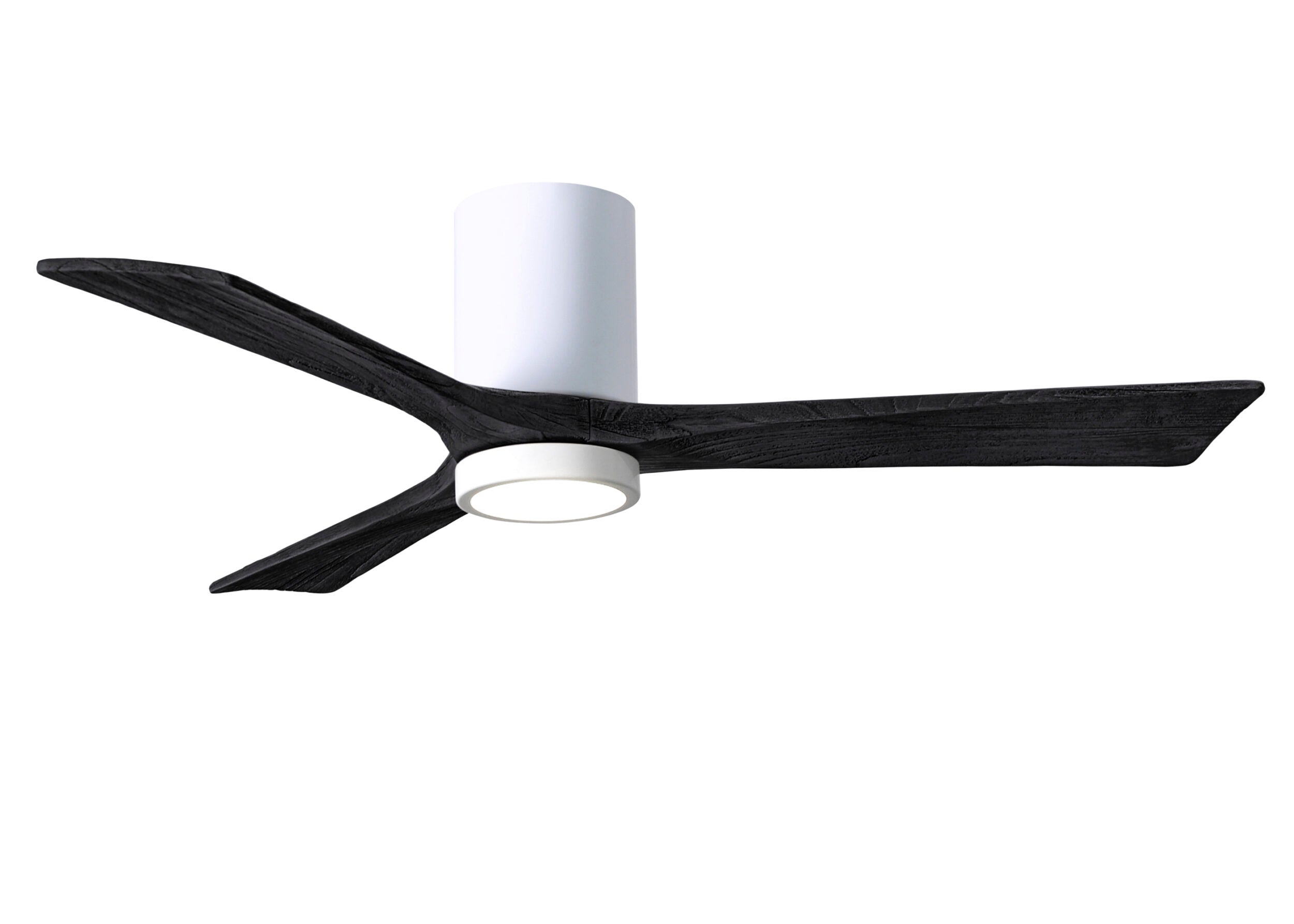 Matthews Fan Company Irene-3HLK 52" Flush Mounted Ceiling Fan with LED Light Kit Ceiling Hugger Fans Matthews Fan Company 52" White Matte Black