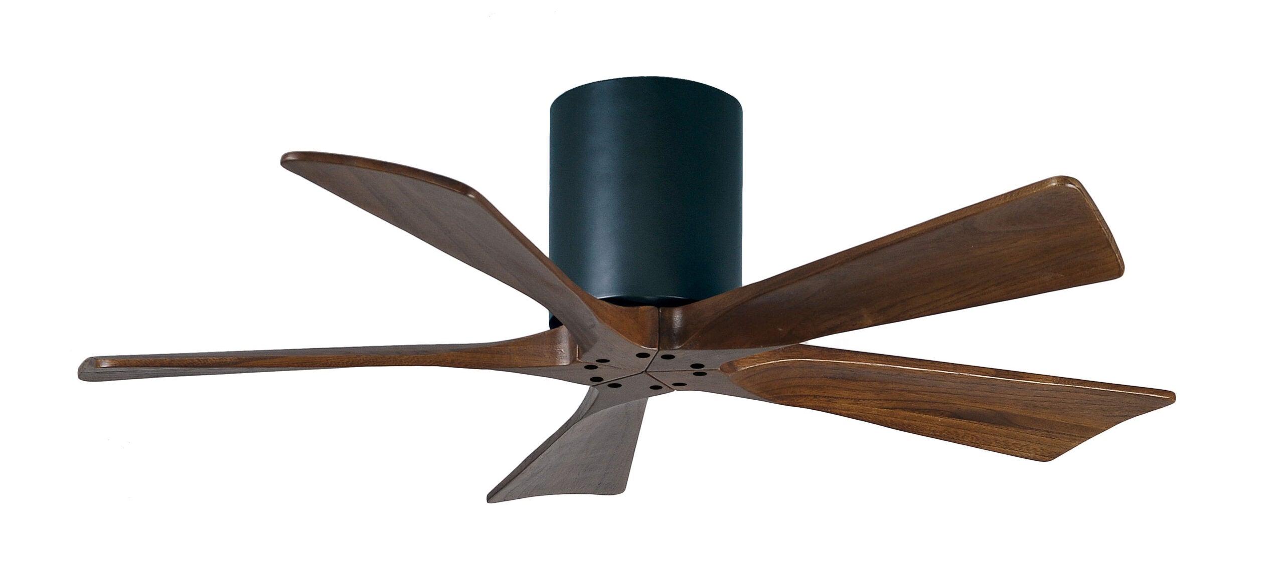 Matthews Fan Company Irene-5H 42" Flush Mounted Ceiling Fan Ceiling Hugger Fans Matthews Fan Company 42" Matte Black Walnut Tone