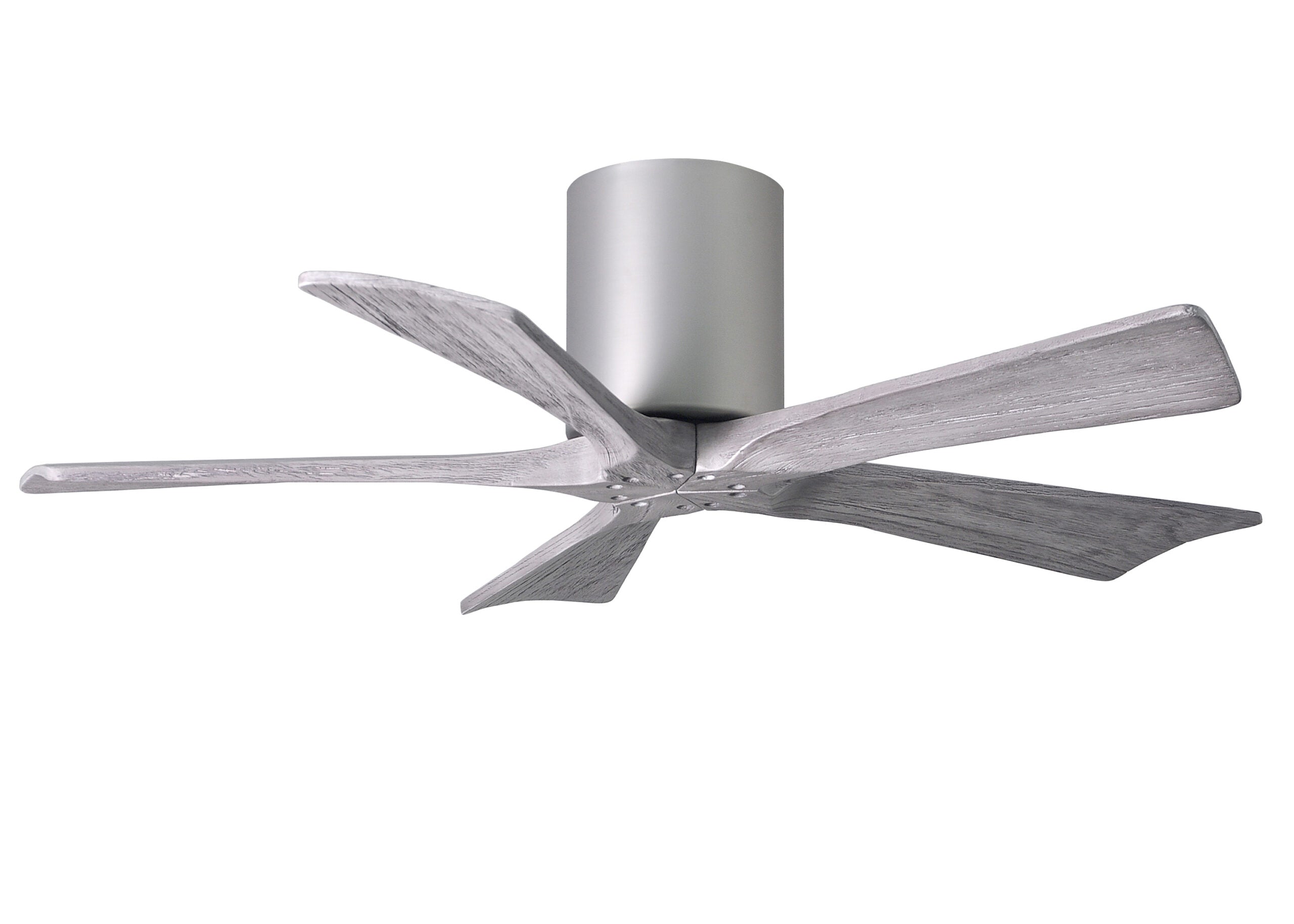 Matthews Fan Company Irene-5H 42" Flush Mounted Ceiling Fan Ceiling Hugger Fans Matthews Fan Company 42" Brushed Nickel Barnwood Tone