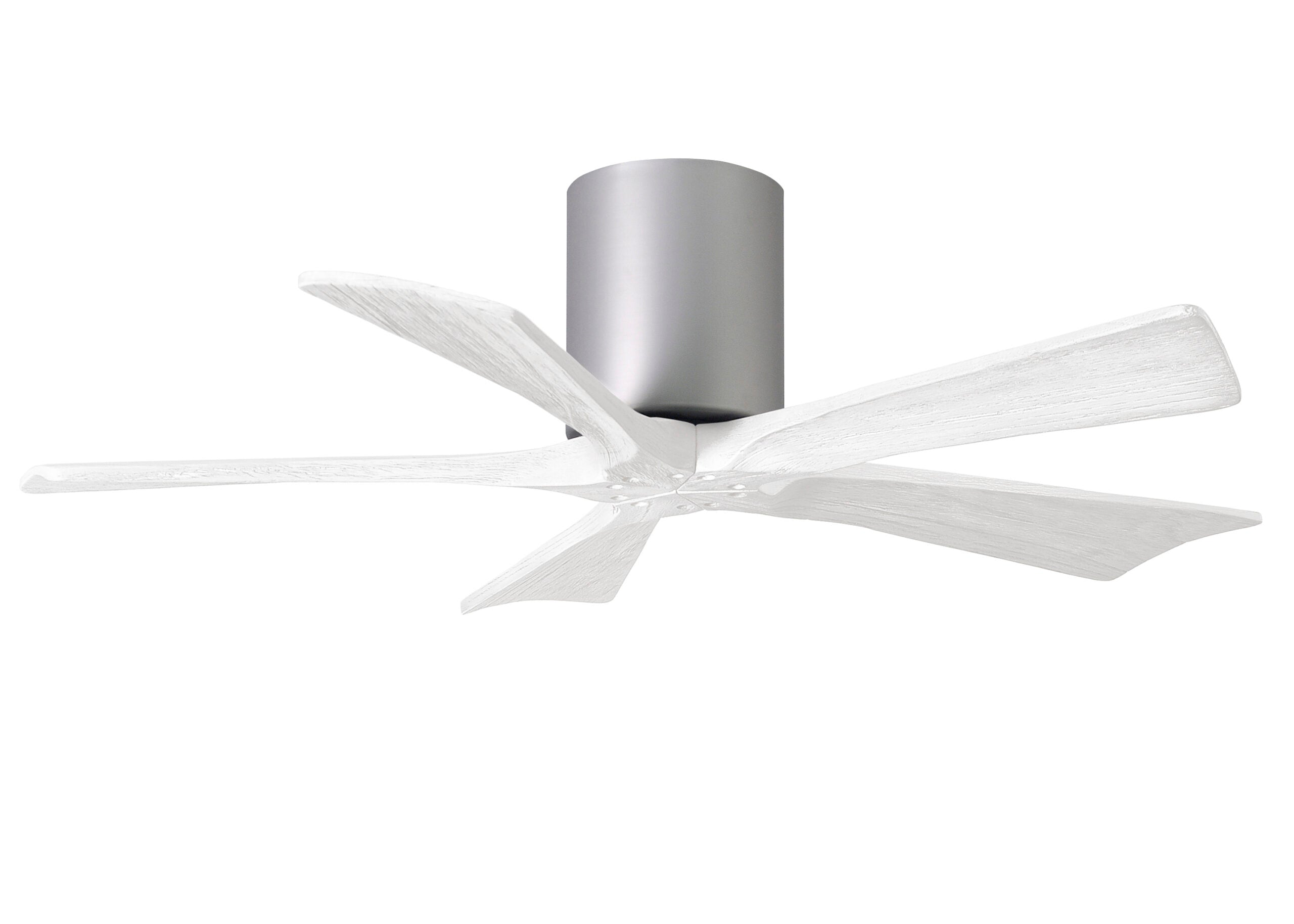 Matthews Fan Company Irene-5H 42" Flush Mounted Ceiling Fan Ceiling Hugger Fans Matthews Fan Company 42" Brushed Nickel Matte White