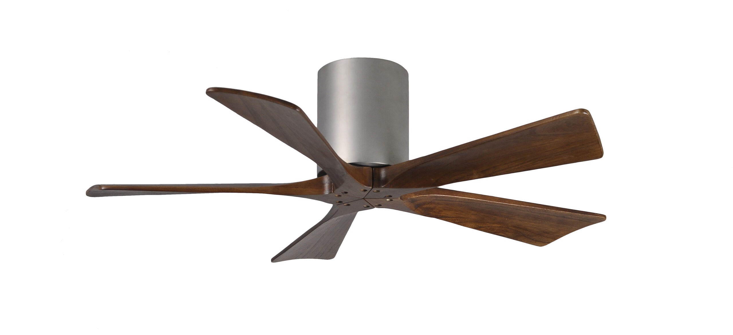 Matthews Fan Company Irene-5H 42" Flush Mounted Ceiling Fan Ceiling Hugger Fans Matthews Fan Company 42" Brushed Nickel Walnut Tone